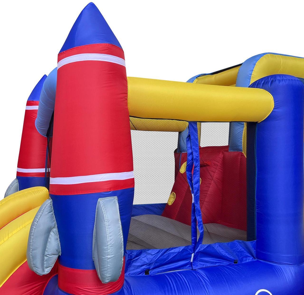 Alt view image 5 of 6 - Cloud 9 Inflatable Rocket Bounce House with Blower, Bouncer for Kids with Two Slides and Large Jumping Area