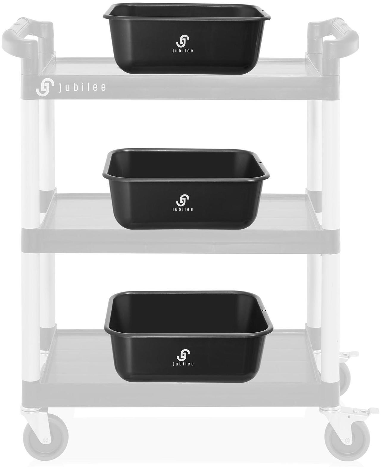Alt view image 4 of 6 - Jubilee 4-Pk Plastic Storage Bin, Bus Utility Tub - Heavy Duty Commercial Dishwashing Box for Restaurant Kitchen Organization and Storage,  11L Black