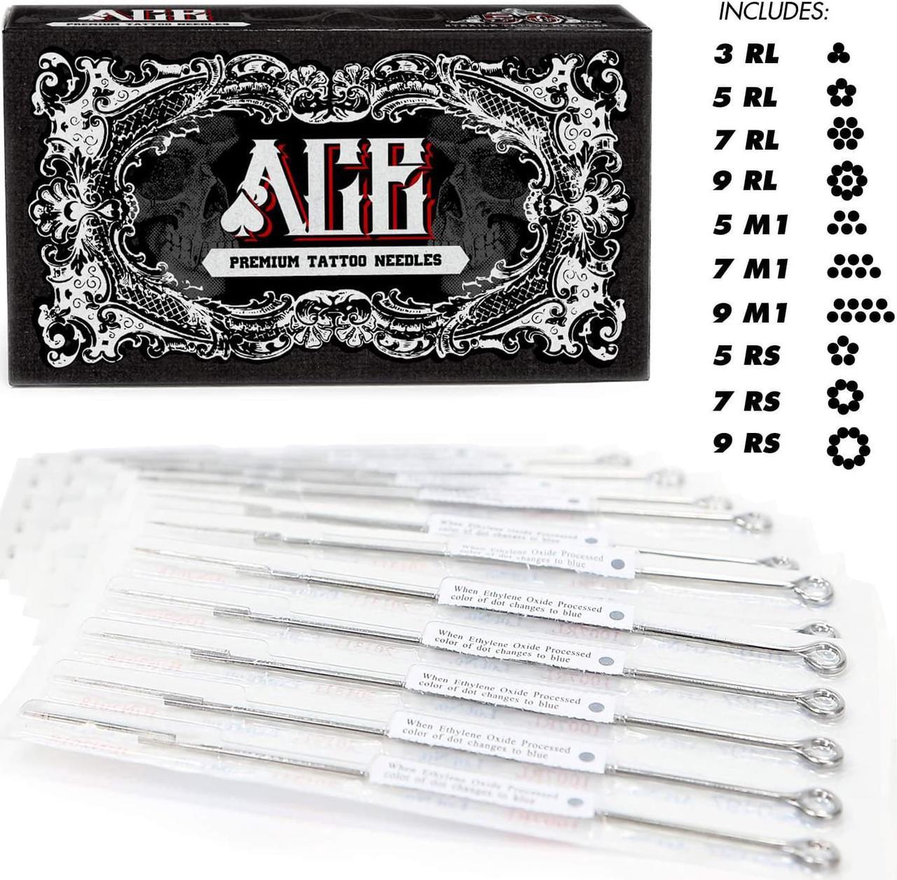 Alt view image 2 of 6 - ACE Needles 50 Mixed Assorted Tattoo Needles 10 Sizes - Round Liner Shader Magnum
