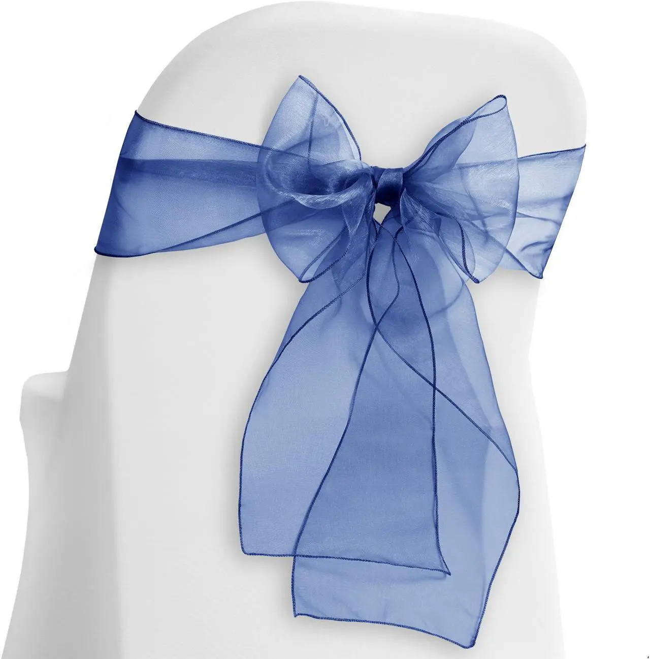 Main image of Lann's Linens - 100 Elegant Organza Wedding/Party Chair Cover Sashes/Bows - Ribbon Tie Back Sash - Navy Blue