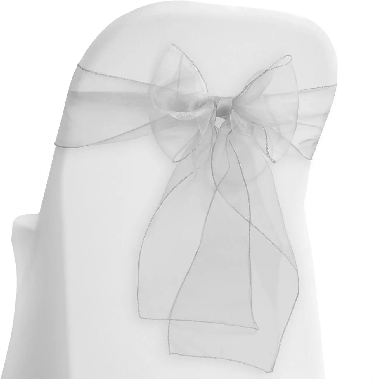 Main image of Lann's Linens - 100 Elegant Organza Wedding/Party Chair Cover Sashes/Bows - Ribbon Tie Back Sash - White