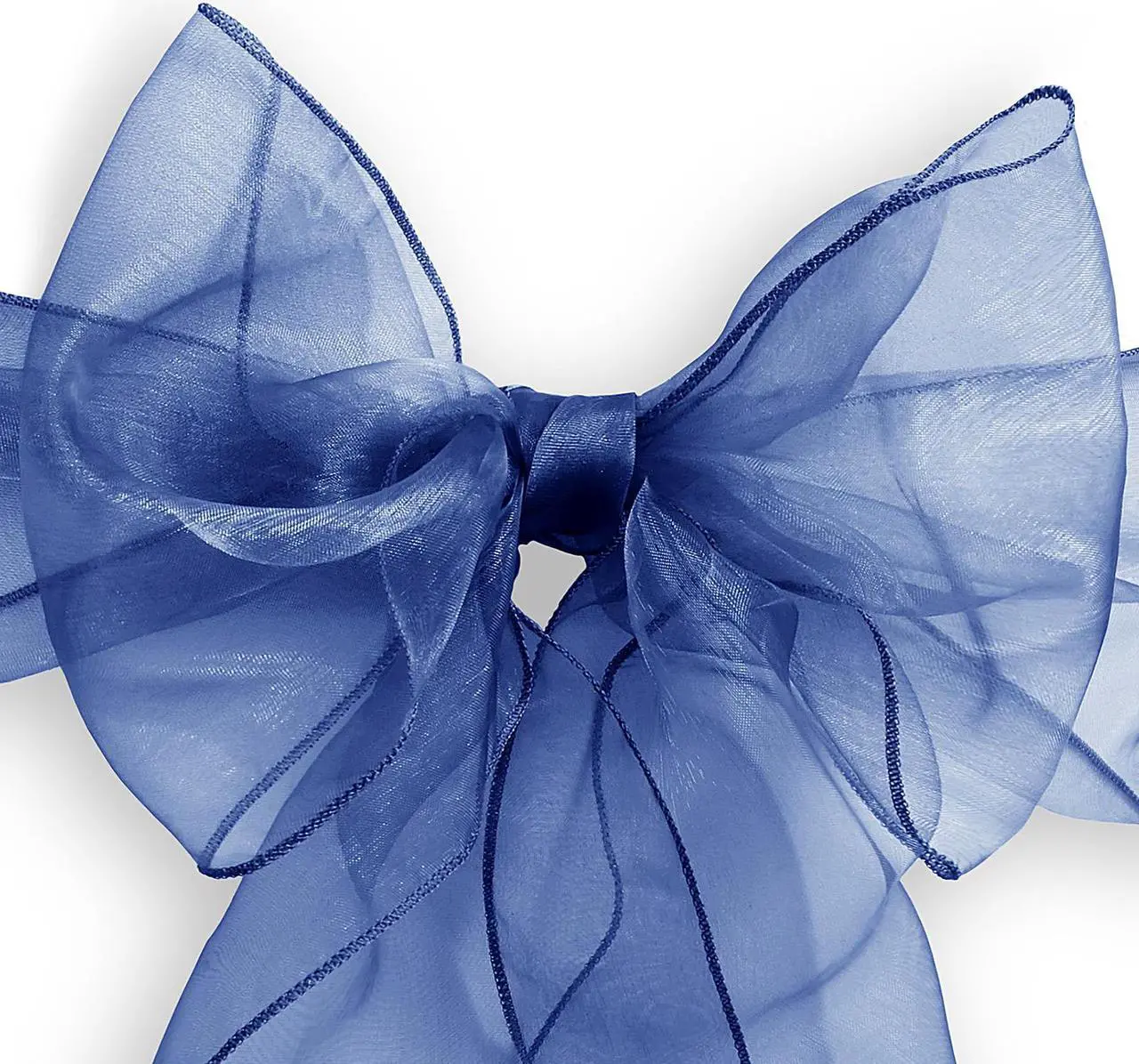 Alt view image 2 of 3 - Lann's Linens - 100 Elegant Organza Wedding/Party Chair Cover Sashes/Bows - Ribbon Tie Back Sash - Navy Blue
