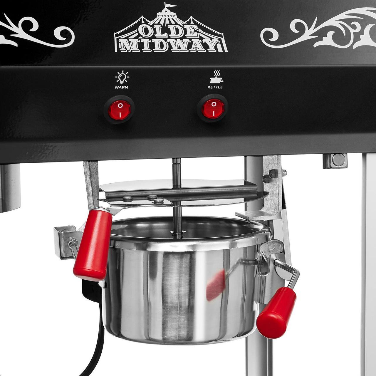 Alt view image 5 of 7 - Olde Midway Bar Style Popcorn Machine Maker Popper with 6-Ounce Kettle - Black