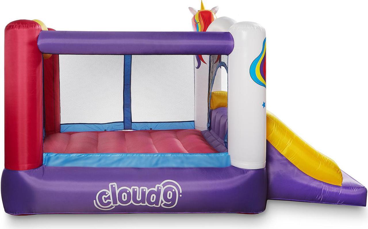 Alt view image 5 of 15 - Cloud 9 Inflatable Bounce House and Blower, Unicorn Theme Bouncer for Kids with Slide, Includes Stakes and Repair Patches