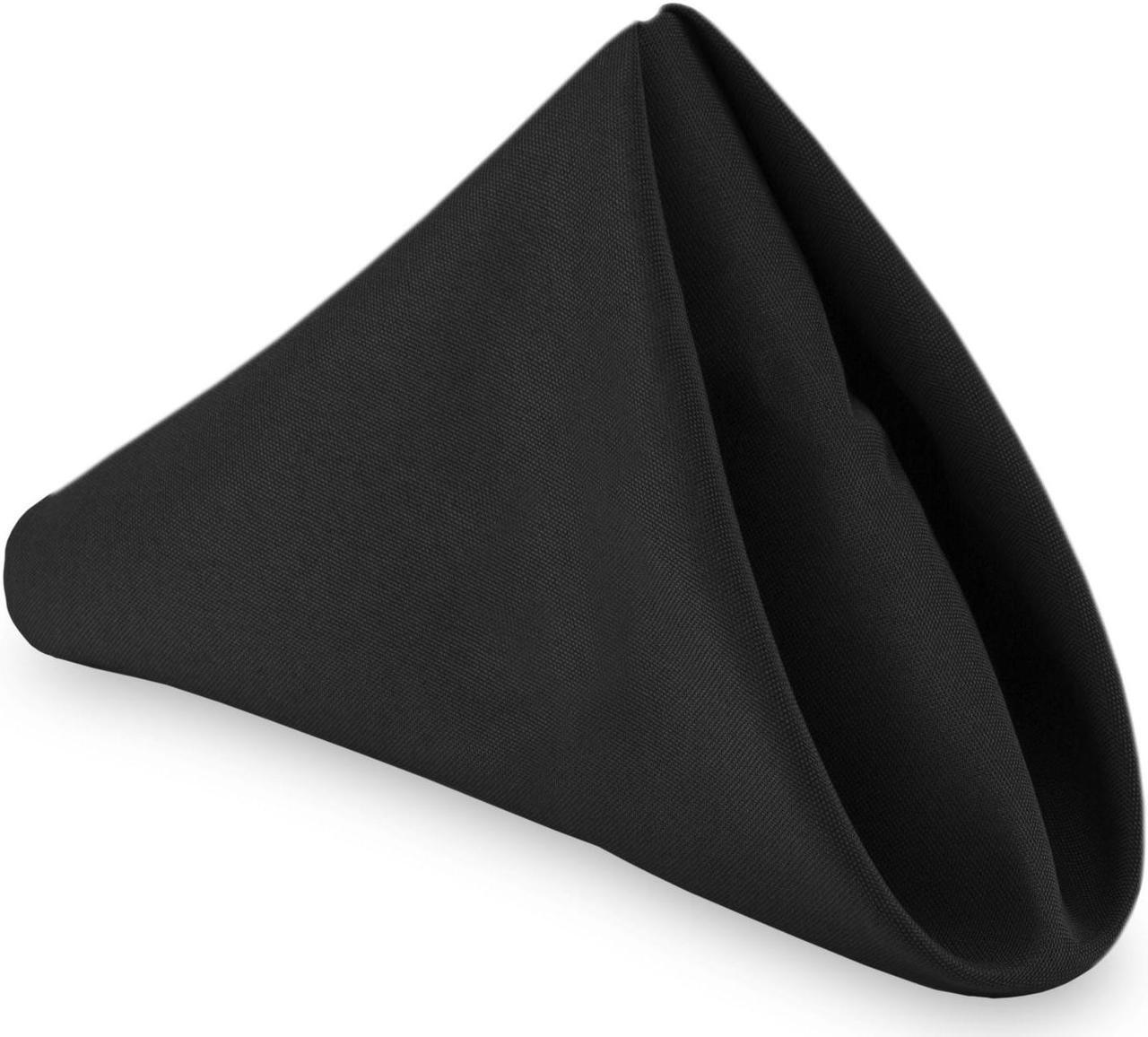 Main image of Lann's Linens - 12 Dozen 17" Cloth Dinner Table Napkins - Machine Washable Restaurant/Wedding/Hotel Polyester Fabric - Black