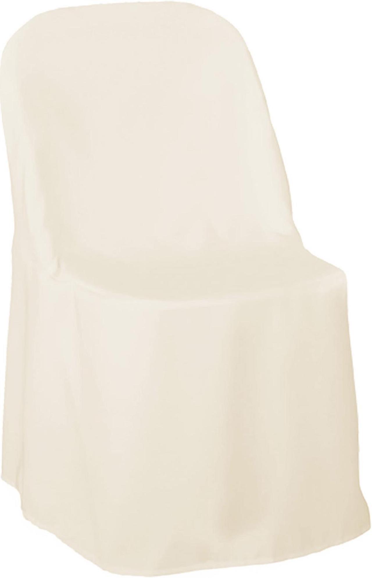 Main image of Lann's Linens 100 pcs Ivory Polyester Folding Chair Covers for Wedding, Party, and Banquet - Elegant Cloth Slipcovers