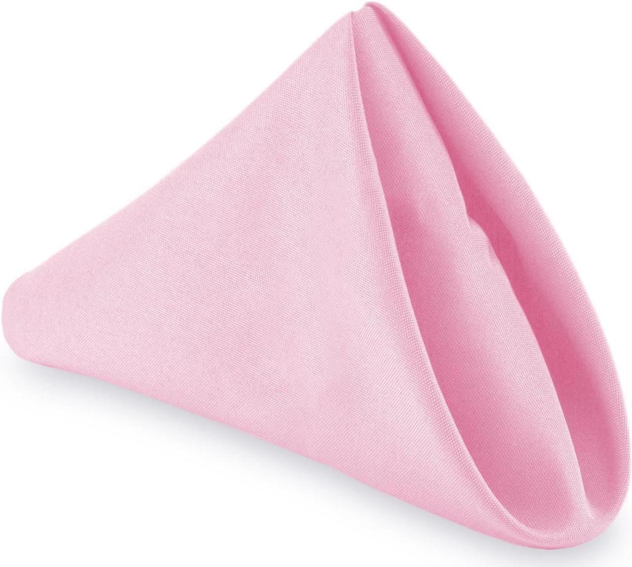 Main image of Lann's Linens - 1 Dozen 17" Cloth Dinner Table Napkins - Machine Washable Restaurant/Wedding/Hotel Quality Polyester Fabric - Pink
