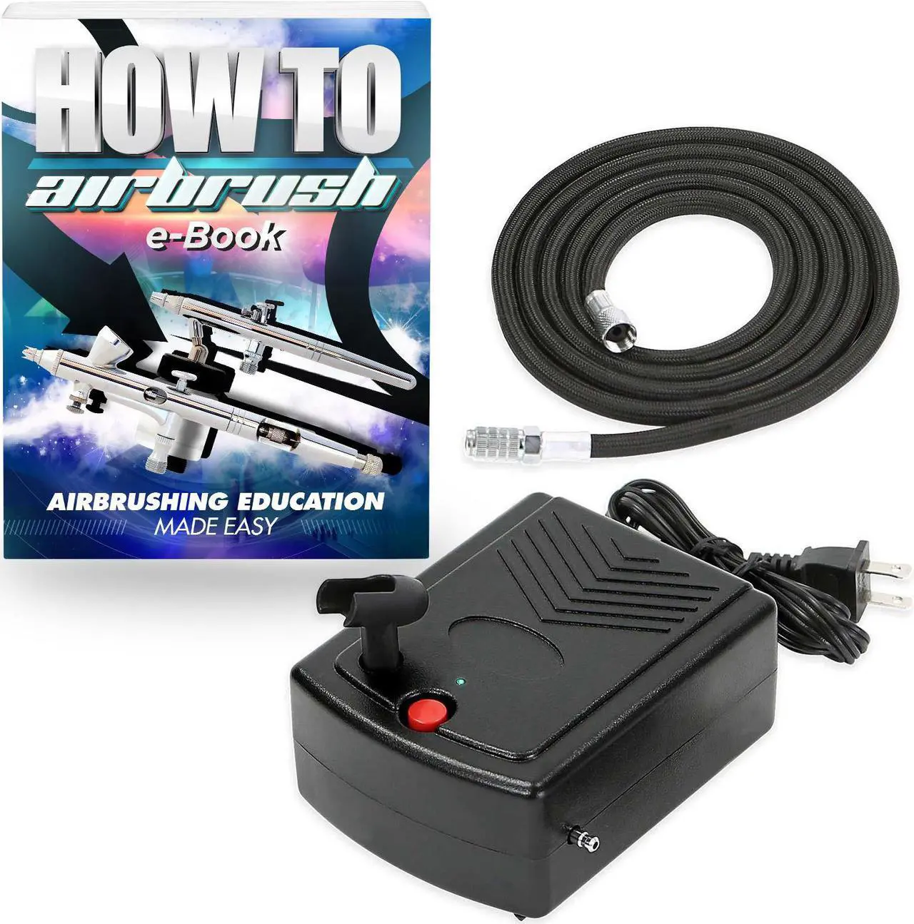 Main image of PointZero Mini Airbrush Compressor with Holder and 6 Ft. Hose - Quiet Portable Air Pump