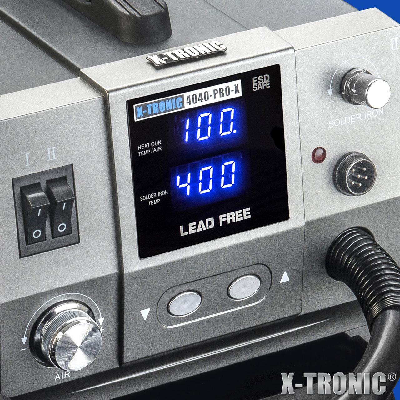 Alt view image 3 of 6 - X-Tronic 4040-PRO-X • Platinum Series • 750 Watt Hot Air Rework Soldering Iron Station • Brushless DC Vortex Blower Air System • C/F Conversion, 0-30 Min Sleep, Calibration & Auto Cool Down Features!