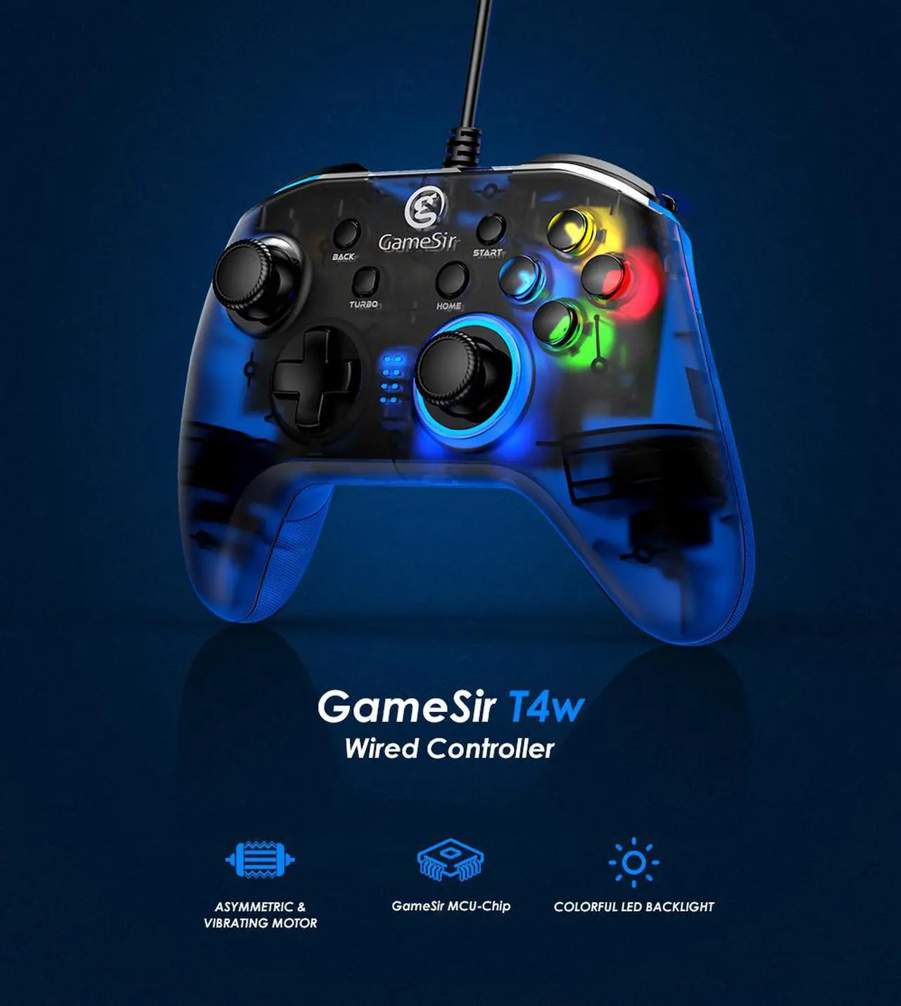 Alt view image 2 of 7 - GameSir T4w USB Wired Connection Controller Support Vibration USB Wired Gameming Gamepad for Windows (7/8/9/10) PC