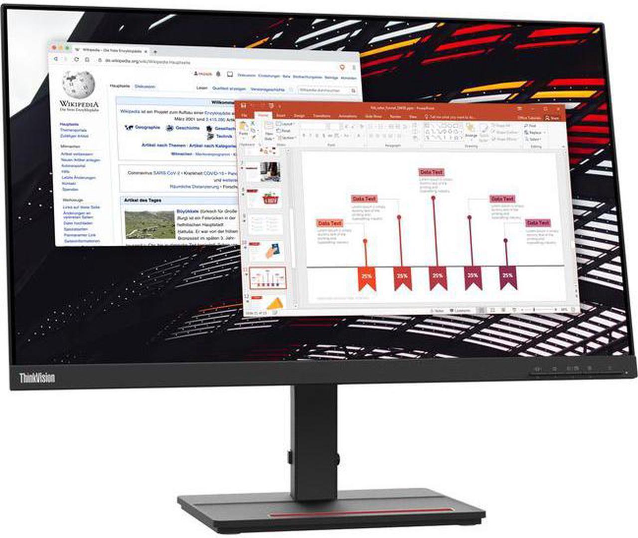 Lenovo ThinkVision S24e-20 24" (23.8" Viewable) Full HD 1920 x 1080 WLED LCD Monitor - 16:9 - 60 Hz - 4 ms - Raven Black (62AEKAT2US)