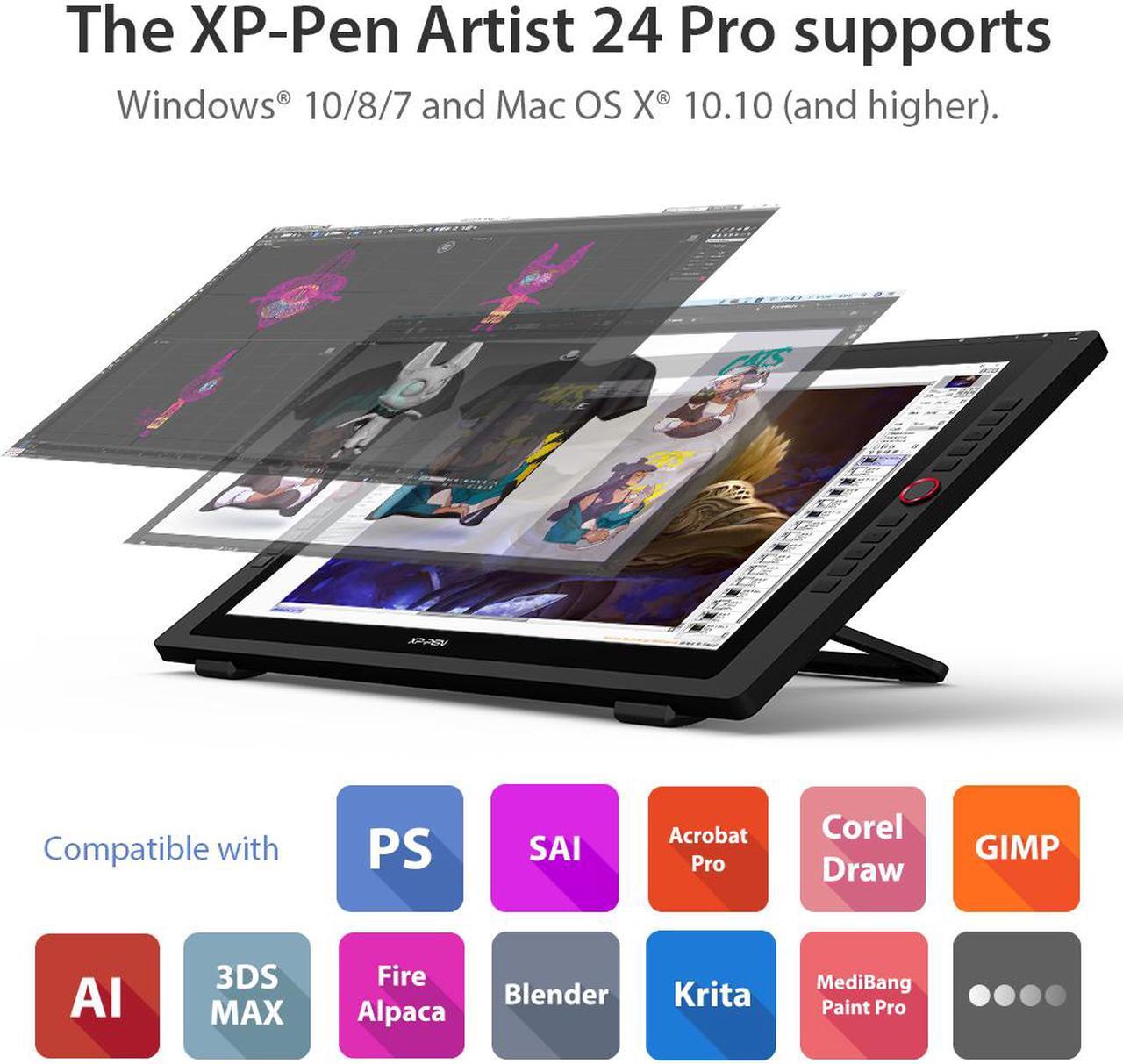 Alt view image 7 of 7 - XPPen Artist 24 Pro Graphics Tablet, 2K Digital Art Drawing Tablet, 24 in Animation Graphic Monitor with Two Pens for Windows/Mac