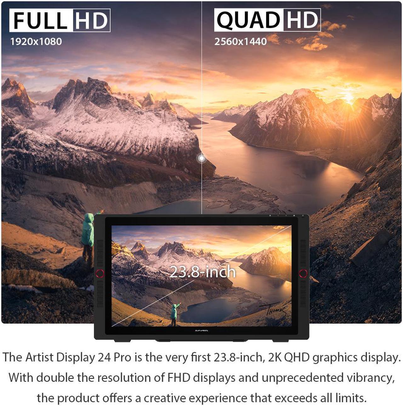 Alt view image 3 of 7 - XPPen Artist 24 Pro Graphics Tablet, 2K Digital Art Drawing Tablet, 24 in Animation Graphic Monitor with Two Pens for Windows/Mac