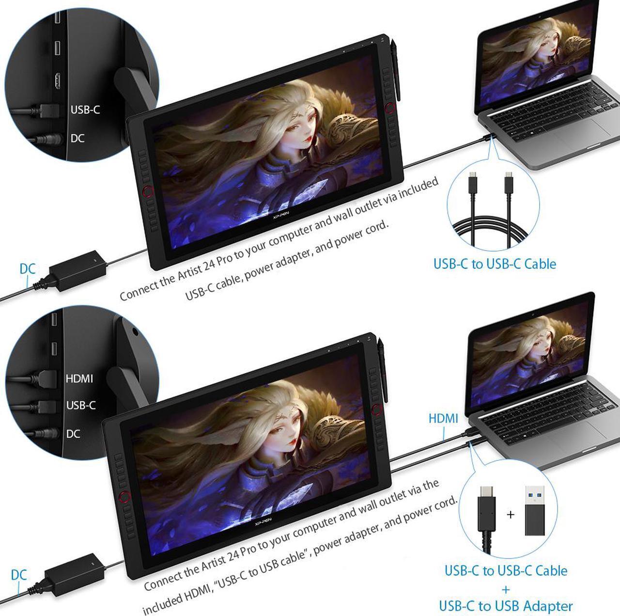 Alt view image 6 of 7 - XPPen Artist 24 Pro Graphics Tablet, 2K Digital Art Drawing Tablet, 24 in Animation Graphic Monitor with Two Pens for Windows/Mac