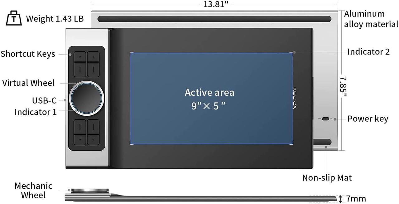 Alt view image 3 of 7 - XP-PEN Deco Pro SW Bluetooth Graphics Tablet Wireless Drawing Tablets Painting Pen Tablet for Drawing and Remote Learning