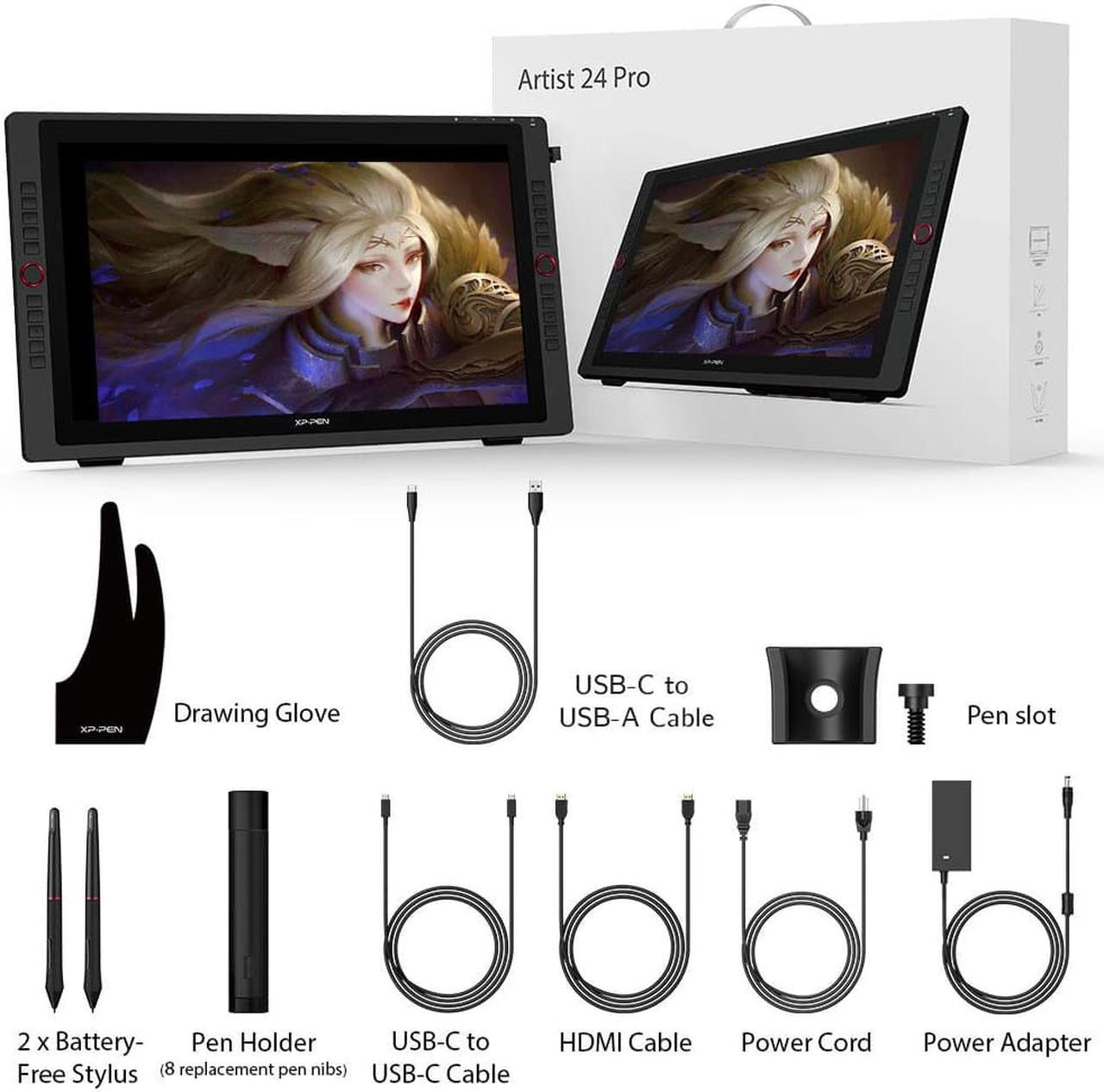 Alt view image 8 of 7 - XPPen Artist 24 Pro Graphics Tablet, 2K Digital Art Drawing Tablet, 24 in Animation Graphic Monitor with Two Pens for Windows/Mac
