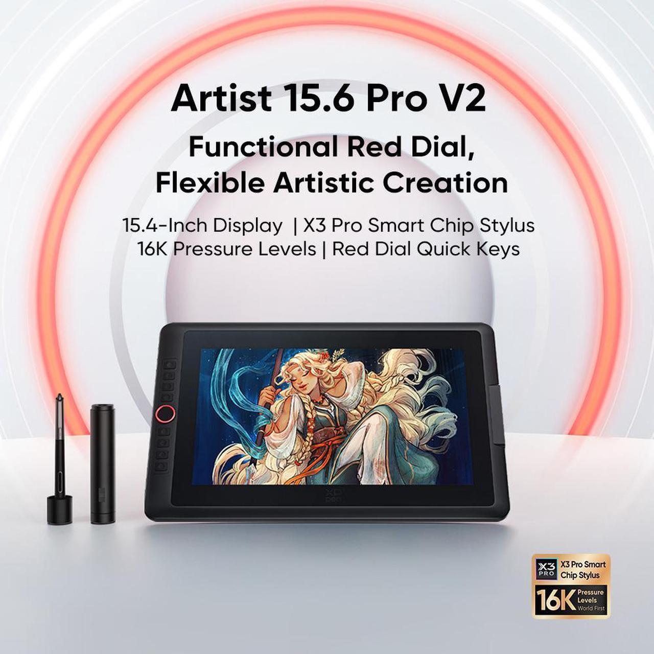 Main image of XP-PEN Artist15.6 Pro V2 15.6 Inch Drawing Pen Display Full-Laminated Drawing Monitor with Tilt Function and Red Dial (16384 Levels Pen Pressure)