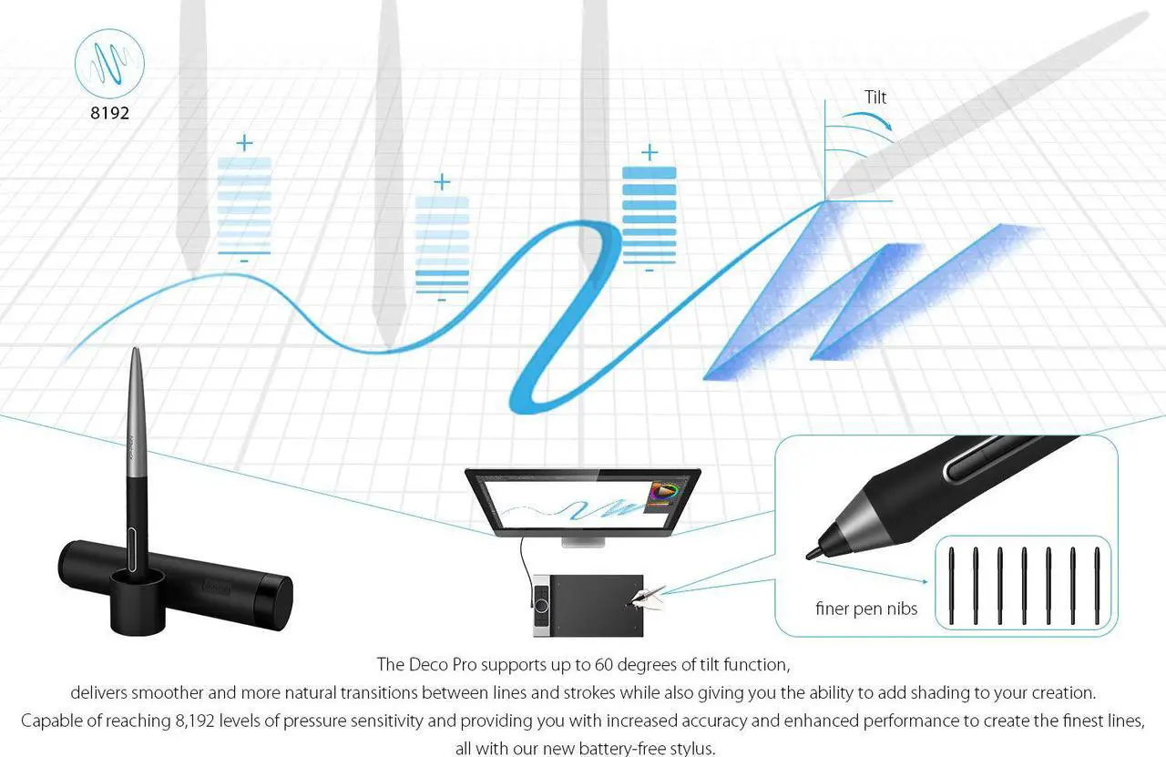 Alt view image 5 of 7 - XP-PEN Deco Pro Medium Graphics Drawing Tablet Ultrathin Digital Pen Tablet with Tilt Function Double Wheel and 8 Shortcut Keys 8192 Levels Pressure 11x6 Inch Working Area