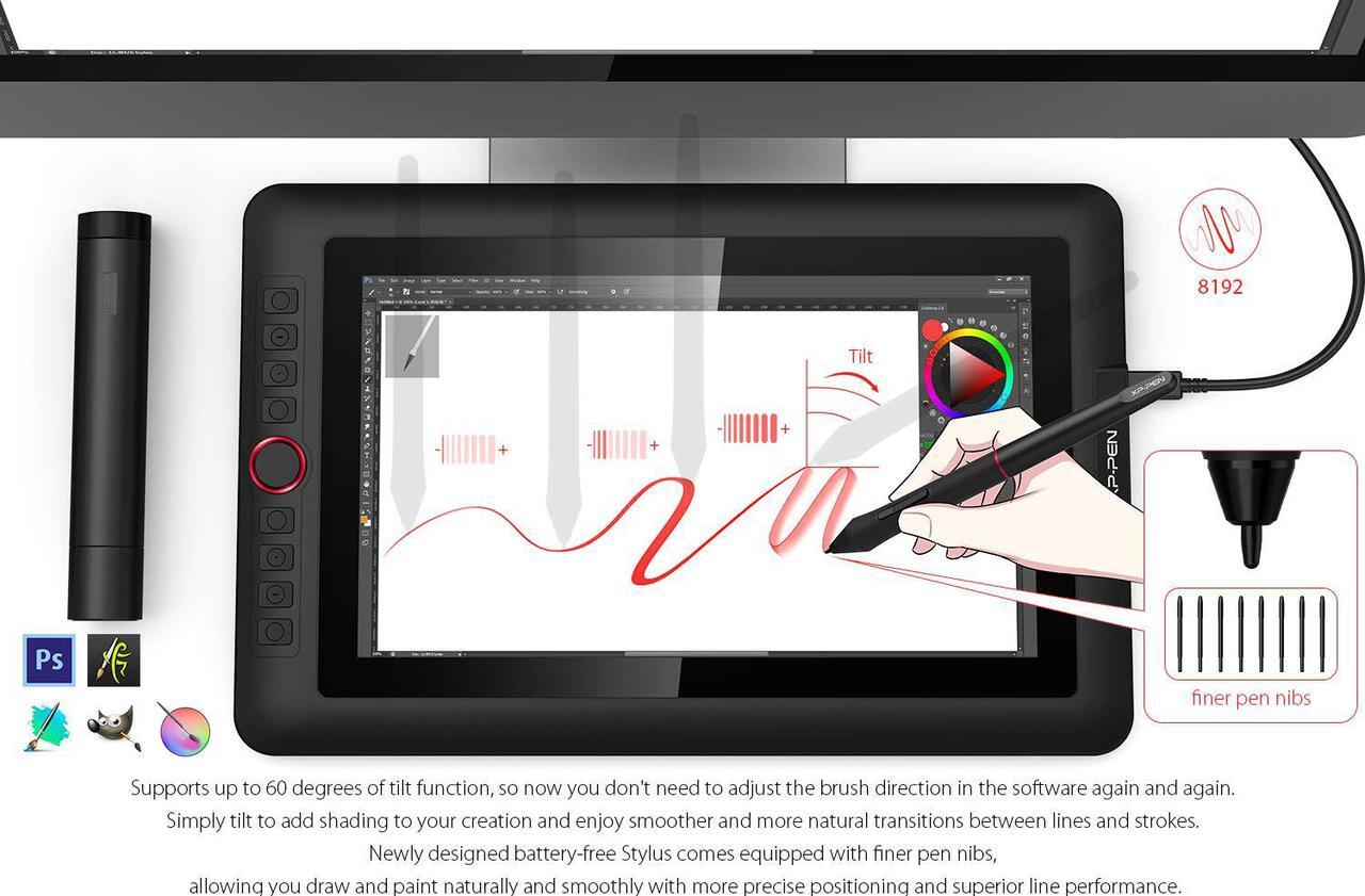 Alt view image 4 of 7 - XP-PEN Artist13.3 Pro 13.3 Inch IPS Drawing Monitor Pen Display Full-Laminated Graphics Drawing Monitor with Tilt Function and 8 Shortcut Keys (8192 Levels Pen Pressure, 123% sRGB)