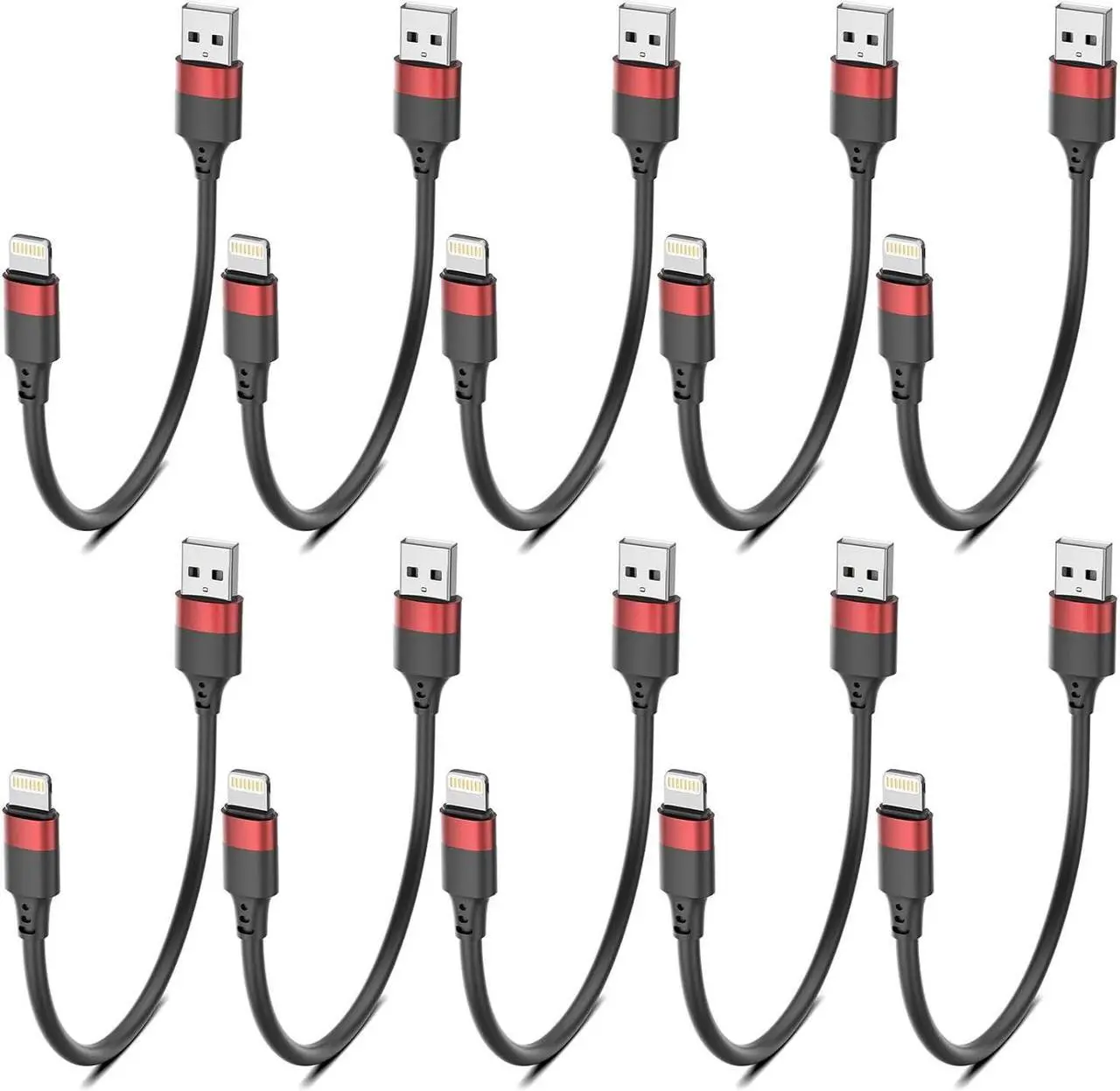 Main image of 6 inch Short iPhone Charging Cable Bulk 10Pack, Multipack Short USB to Lightning Cable for Fast Charging Stations [MFi Certified] 0.5ft iPhone Charger Cord for iPhone 14 13 12 11 Pro Max 8 iPod