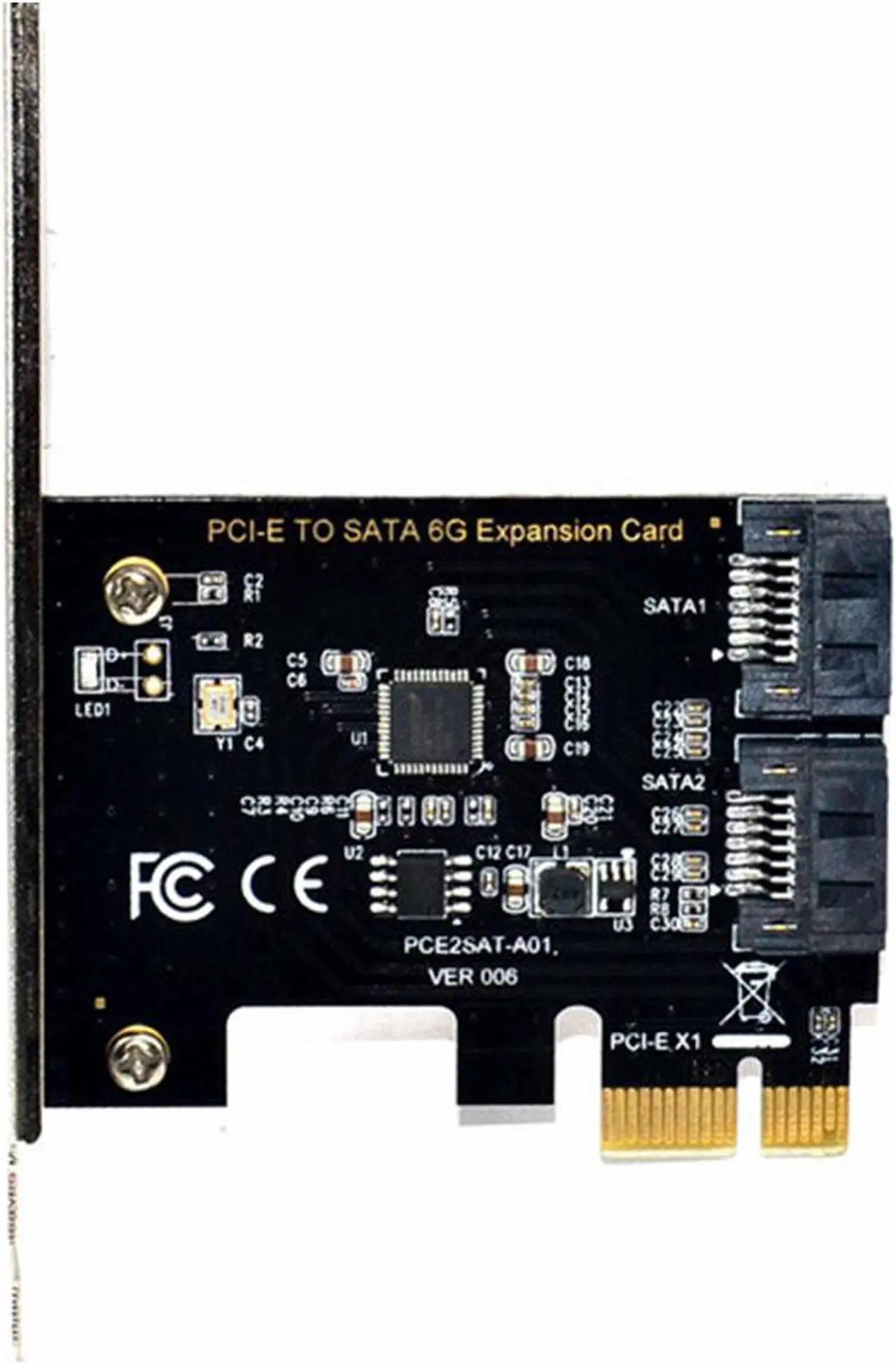 Alt view image 2 of 7 - PCIe SATA Card 2 Ports, PCI-E to SATA Expansion Card, 6Gbps PCI-E (2X 4X 8X 16X) SATA 3.0 Controller Card for Windows 10/8/7/XP/Vista/Linux,Support SSD and HDD
