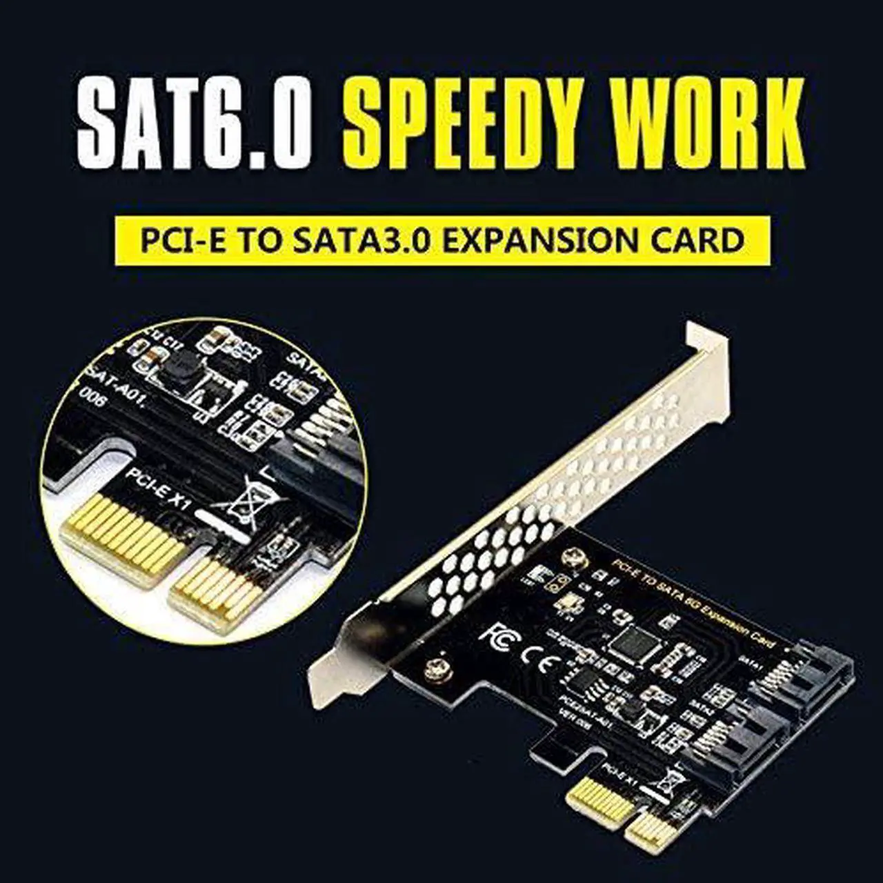 Alt view image 4 of 7 - PCIe SATA Card 2 Ports, PCI-E to SATA Expansion Card, 6Gbps PCI-E (2X 4X 8X 16X) SATA 3.0 Controller Card for Windows 10/8/7/XP/Vista/Linux,Support SSD and HDD