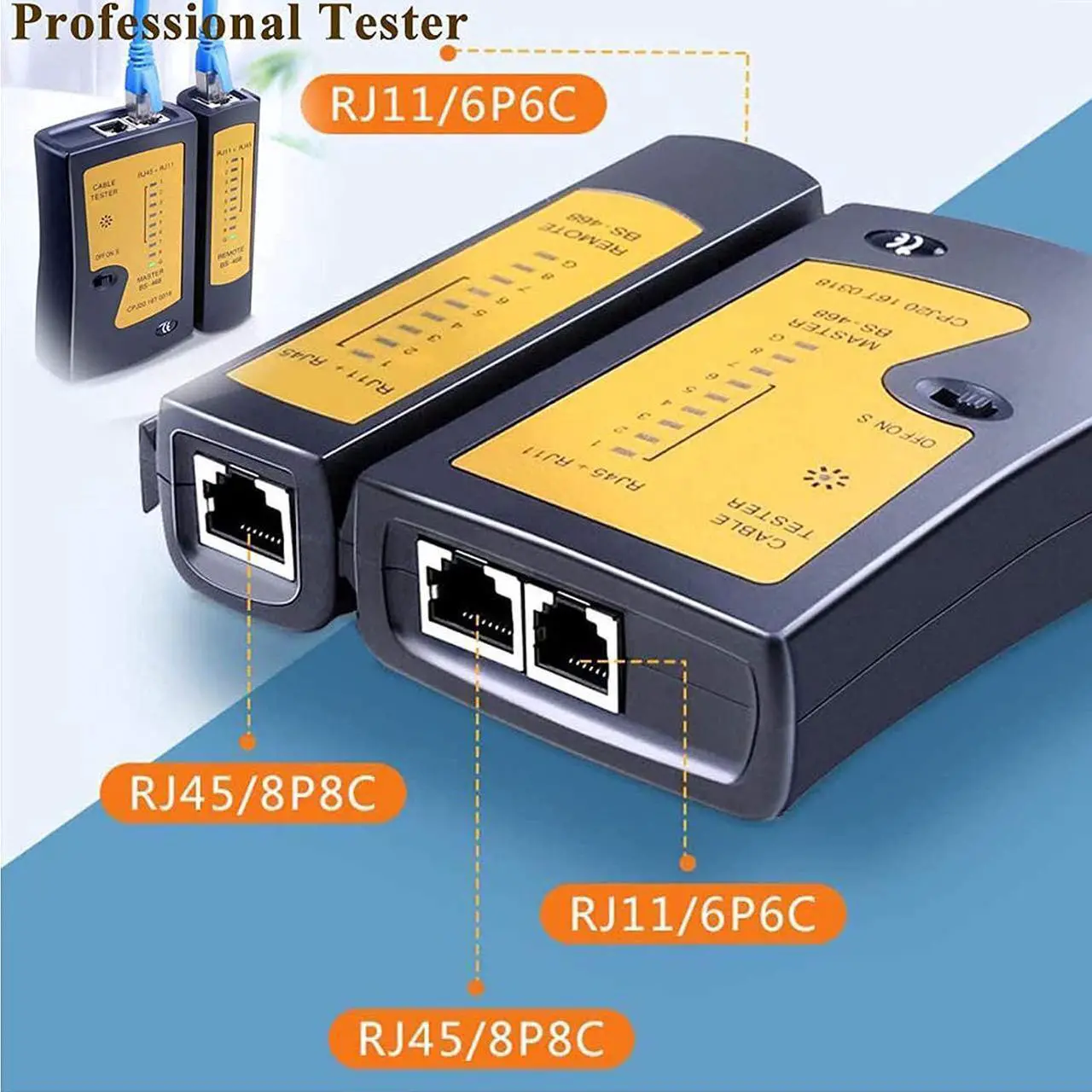 Main image of Network Tool Kit Set of 17 Ethernet Cable Crimper Punch Down Tool RJ45 Crimp Tool Kit 8P8C 4P4C 6P6C Connectors RJ45 RJ11 Lan Cat5 Cat6 Cable Tester