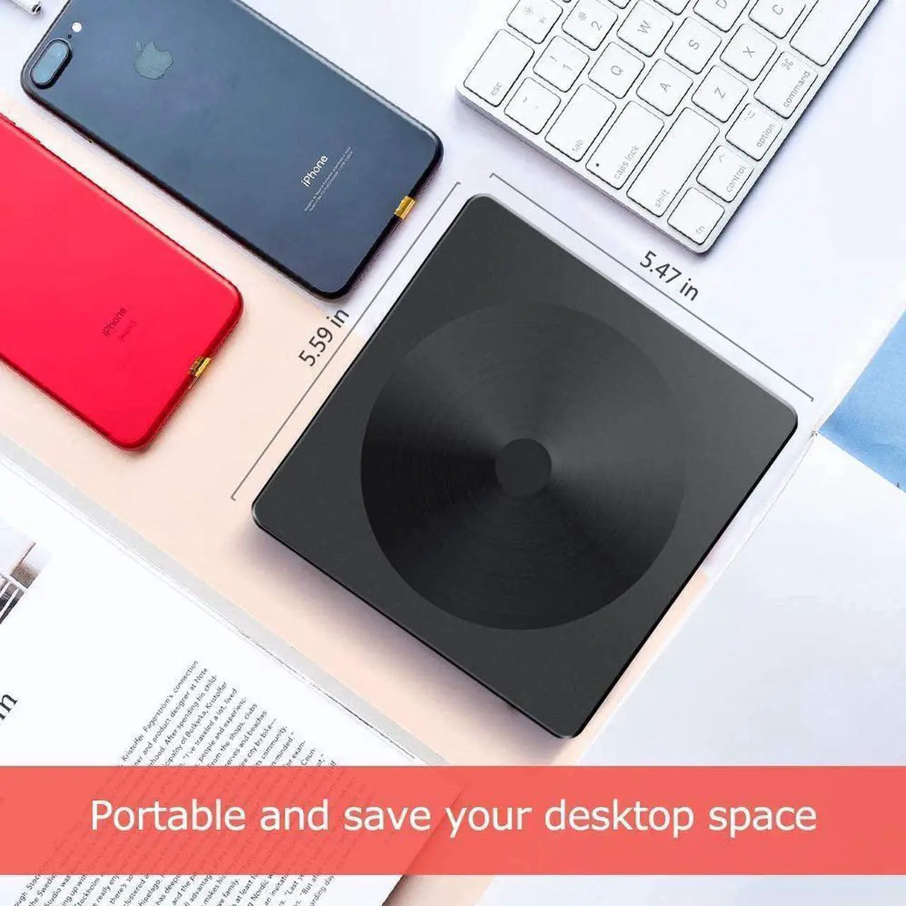 Alt view image 6 of 7 - External CD DVD Drive, Type C USB 3.0 Portable CD/DVD RW Writer Burner, Low Noise High Speed Transfer Drive, Compatible with Laptop, Desktop, Windows XP/2003/Vista/7/8/10, Linux, Mac OS