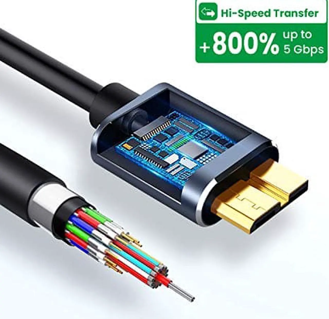 Alt view image 4 of 7 - USB C to Micro B Cable 3.0, Type C to Micro B Hard Drive Cable, Micro B to USB Type C Cable for Toshiba Canvio, Seagate, WD External Hard Drive, Chromebook Pixel and More (1 Pack-3.3ft / 1M)