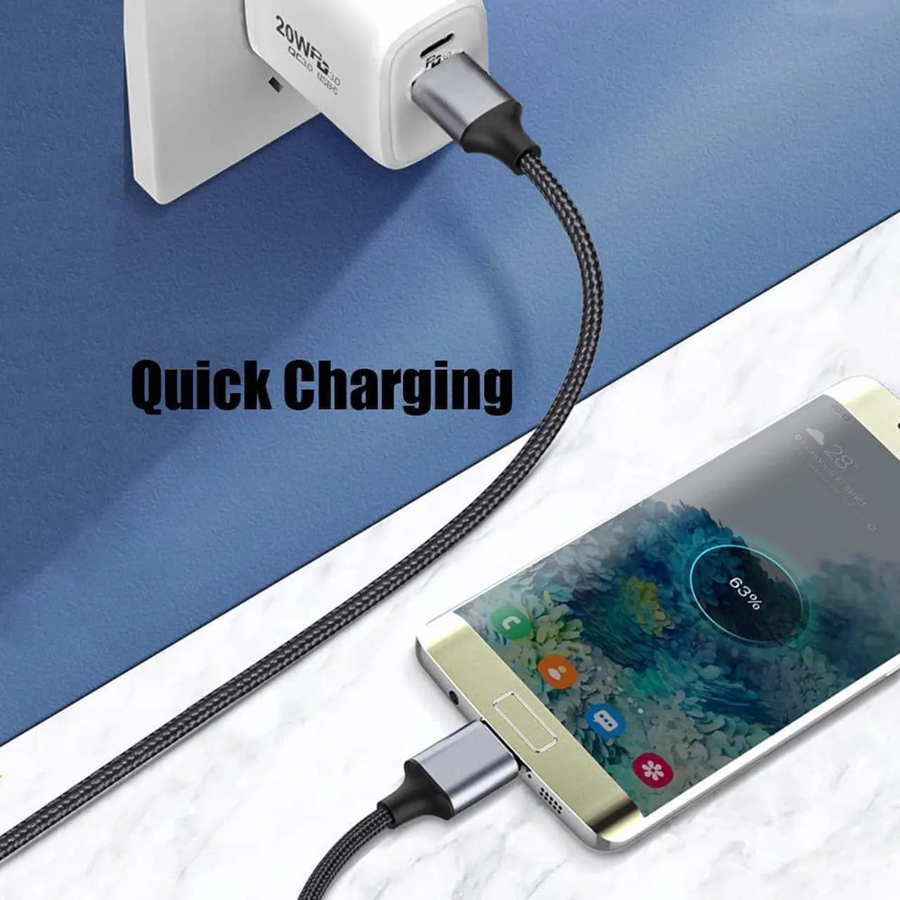 Main image of Micro B to USB 3.0 Cable [3.3FT, 2 PACK], USB 3.0 USB A to Micro B Cable, Nylon Braided Cord Support Charge & Data Sync for S5/Note 3, Camera, Toshiba, Seagate Hard Drive, WD Hard Drive etc..