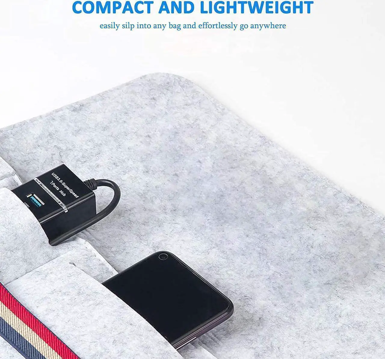 Alt view image 5 of 7 - USB HUB 3.0, 7 Port USB HUB Splitter with LED Light and 1.2m Long Cable for Laptop,PC, Mac, Surface Pro and More USB Devices (Black)