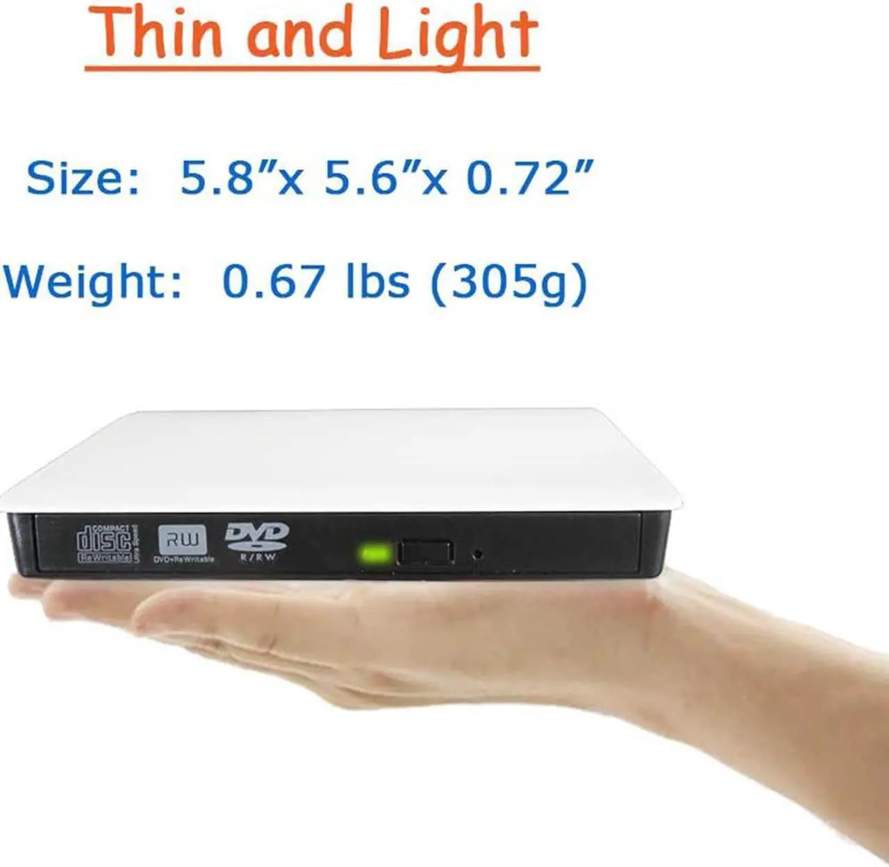 Alt view image 5 of 7 - External CD Drive, USB 3.0 Portable CD DVD Drive Slim CD DVD ROM Rewriter Burner Superdrive High Speed Data Transfer for Laptop Desktop MacBook PC Windows Linux Os Mac Os
