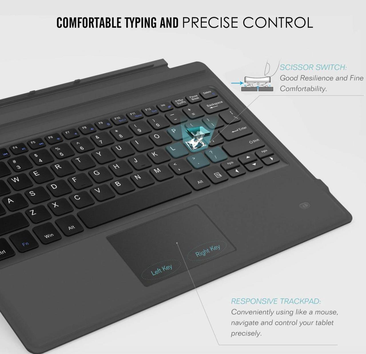 Alt view image 4 of 7 - For Microsoft Surface Pro 7/Pro 6/5 Type Cover Wireless Bluetooth Keyboard