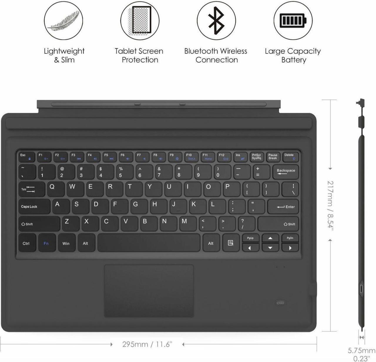 Alt view image 3 of 7 - For Microsoft Surface Pro 7/Pro 6/5 Type Cover Wireless Bluetooth Keyboard