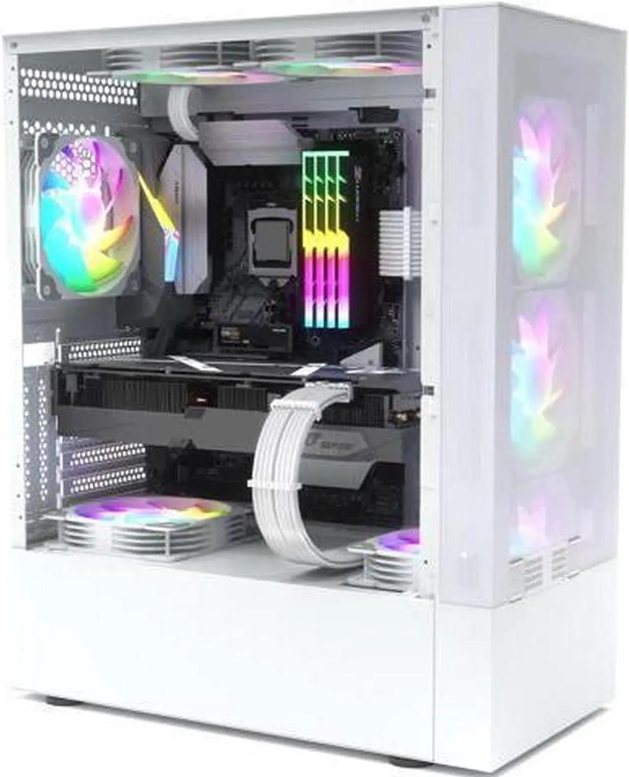 Main image of BUCIER White PSU Extension Cable Kit,Custom Sleeved Power Supply Cable Mod for PC Build 18AWG 24Pin ATX /8 (4+4) Pin EPS CPU Cable /8 (6+2) Pin PCI-E GPU PSU Cables 6PCS with Cable Comes