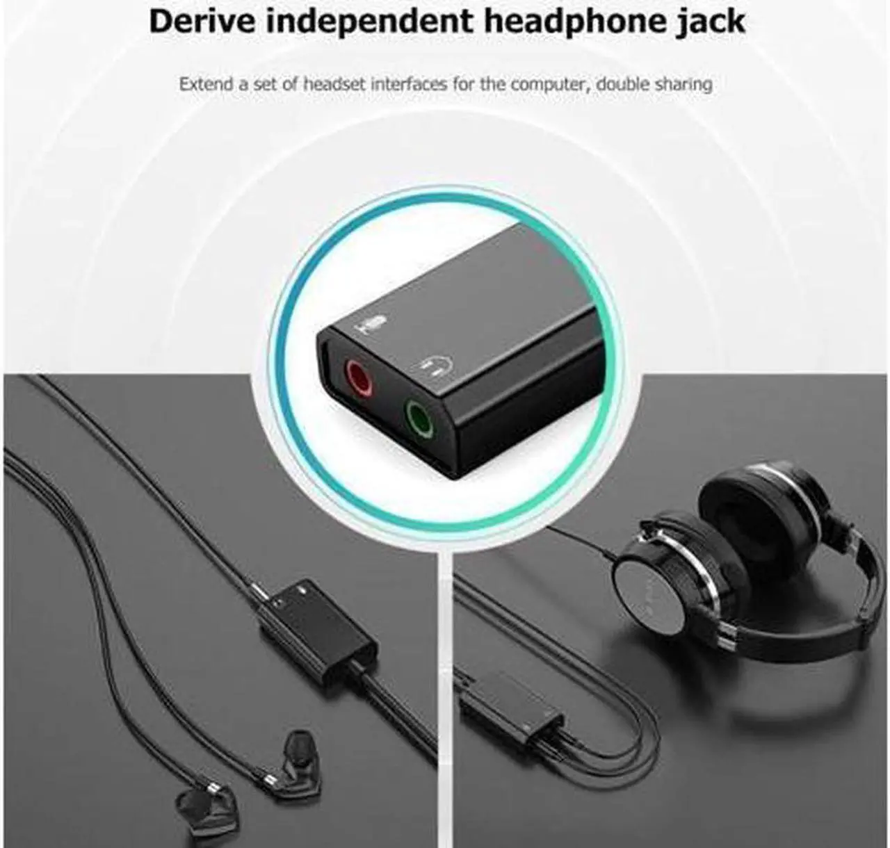 Alt view image 5 of 7 - BUCIER External USB Sound Card 3.5mm Headset Microphone Adapter USB to 3.5mm Jack Audio Headset Microphone Earphone Cable Adapter