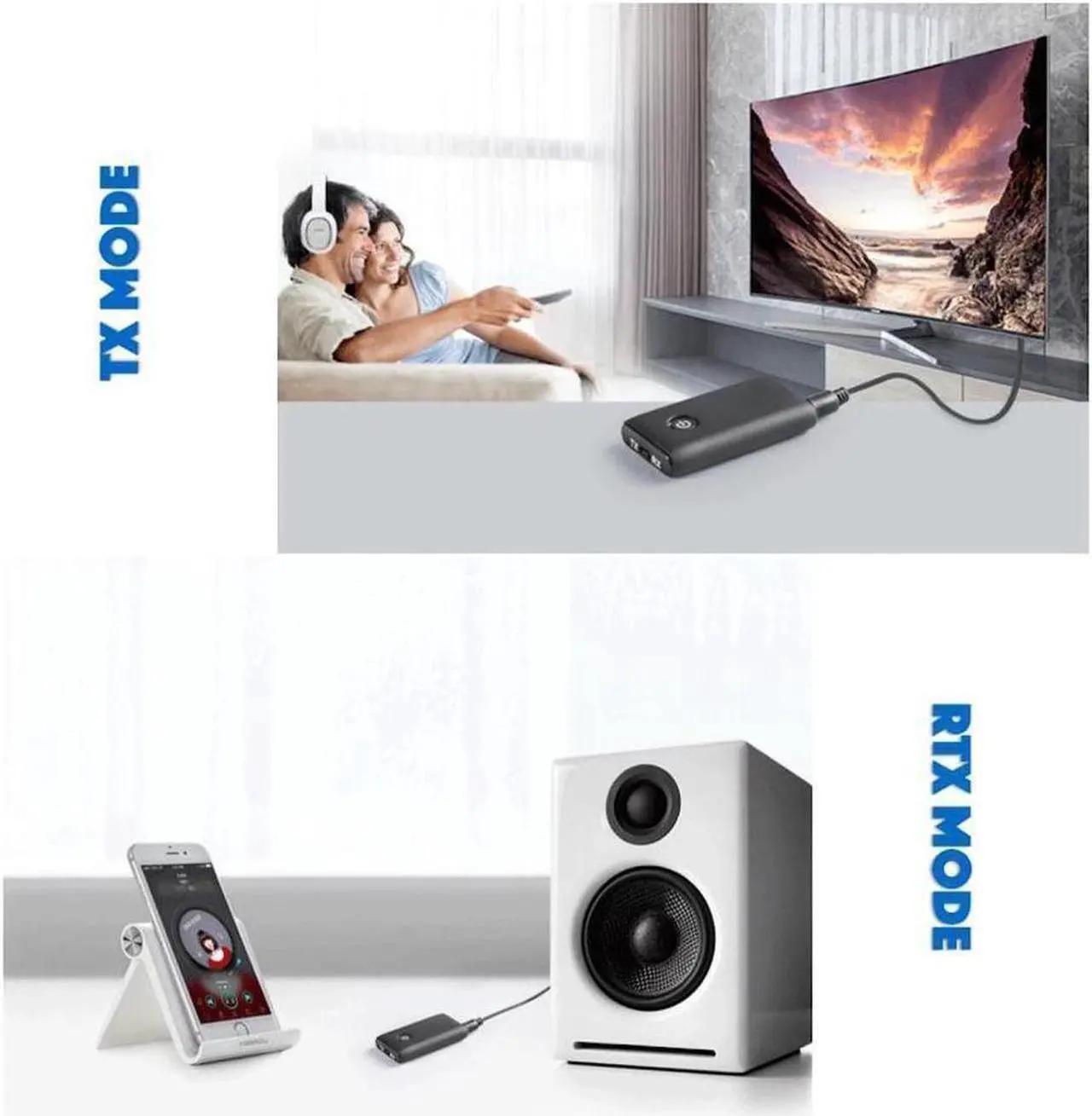 Alt view image 6 of 7 - BUCIER 2-in-1 Bluetooth 5.0 Transmitter Receiver with 3.5mm Jack Aux for TV PC Home Car Sound System