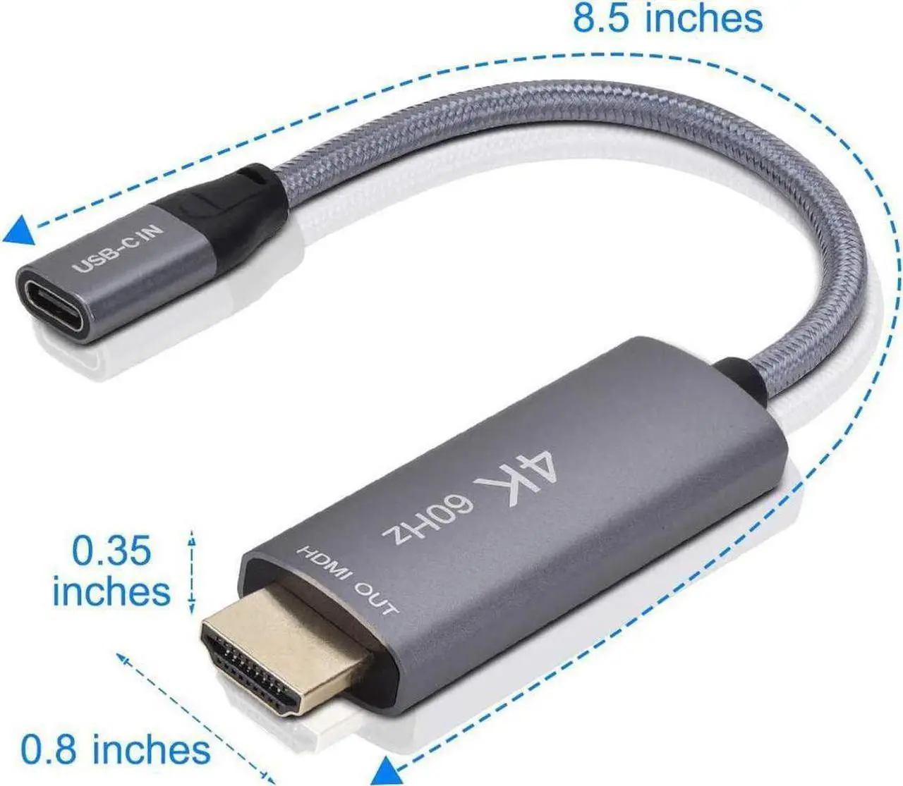 Alt view image 7 of 7 - USB-C Female to HDMI Male Cable Adapter,USB Type C 3.1 Input to HDMI Ouput Converter,4K 60Hz USBC Thunderbolt 3 Adapter for New MacBook Pro,Mac Air,Chromebook Pixel and More
