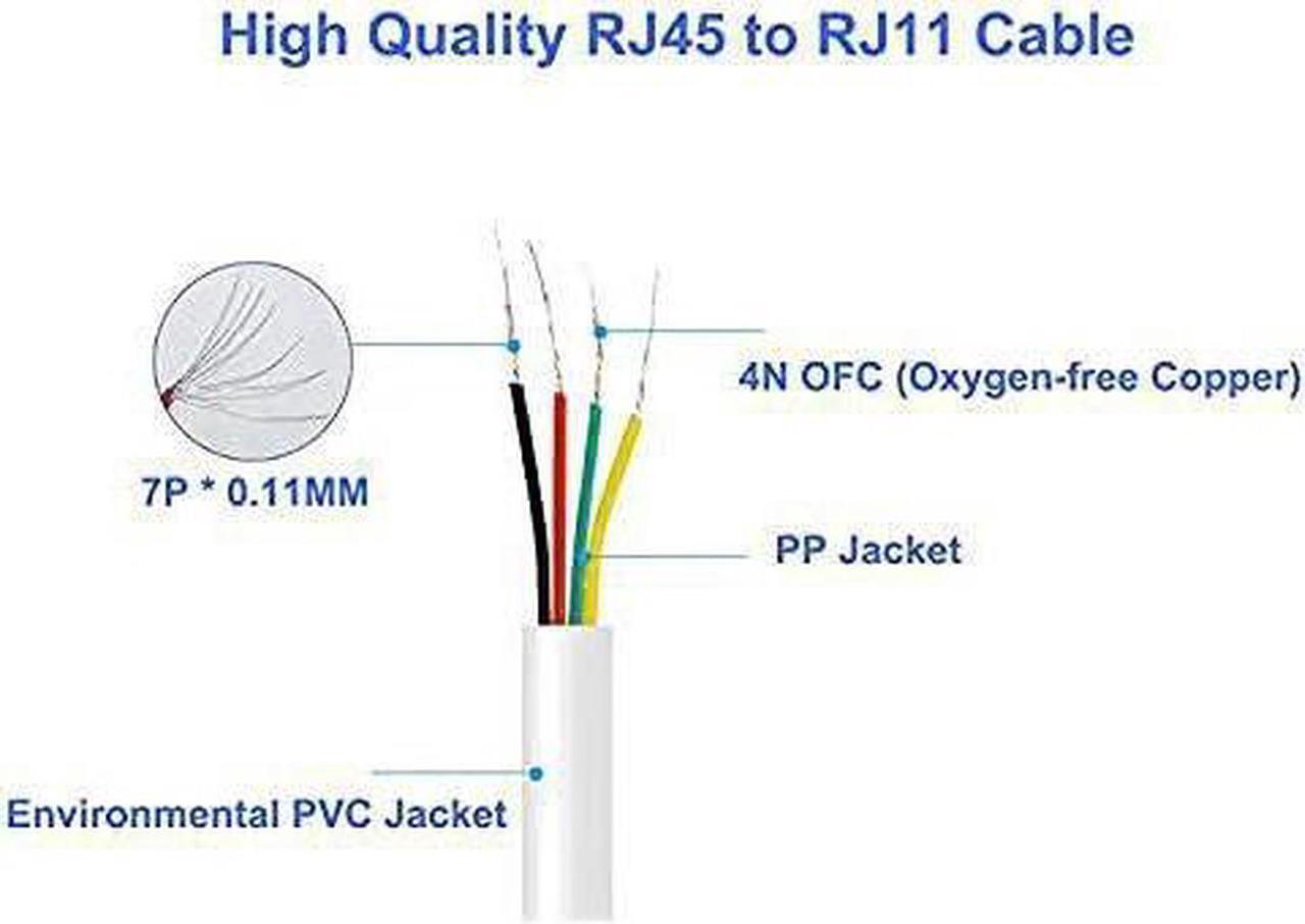 Alt view image 7 of 7 - RJ45 Female to RJ11 Male Adapter (2 Pack) Ethernet to Phone Line RJ45 8P8C Female to RJ11 6P4C Male Converter Adapter Cable