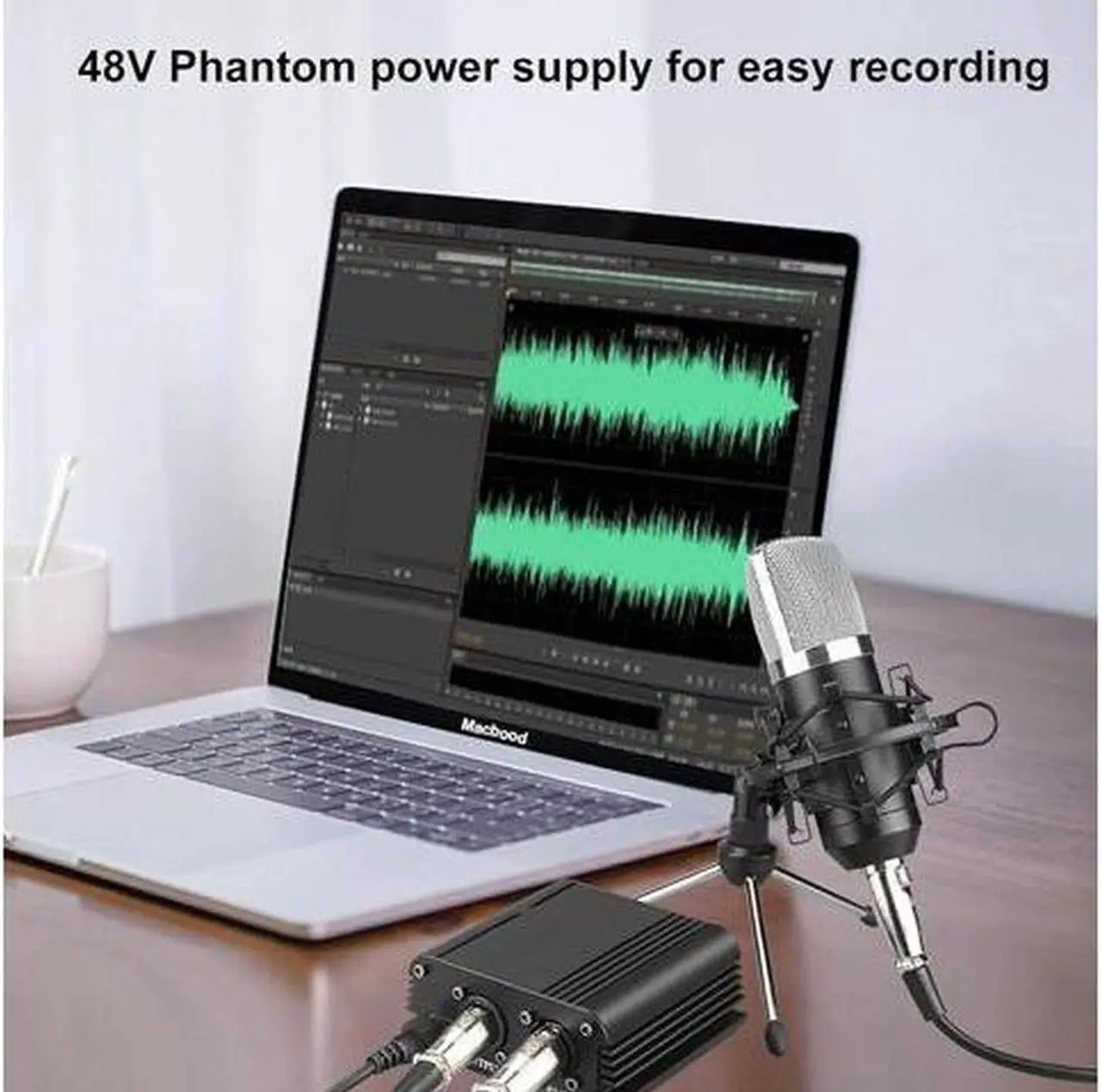Alt view image 2 of 6 - BUCIER 1Channel 48V Phantom Power Supply with Adapter BONUS+XLR 3 Pin Microphone Cable for Any Condenser Microphone Music Recording Equipment