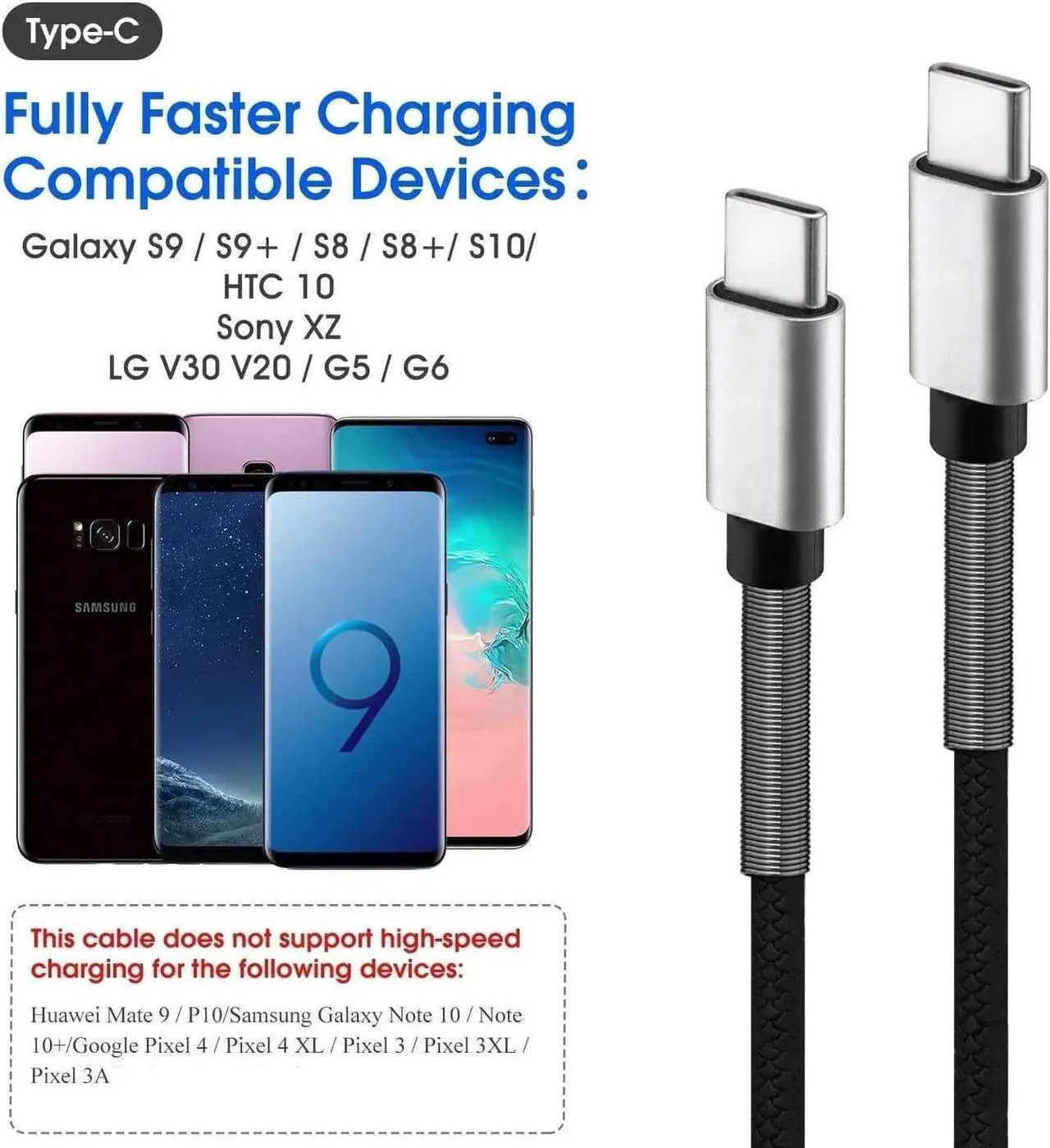 Alt view image 6 of 7 - USB C to USB C Cable10Ft 2Pack Usbc to Usbc Charging Cable Cord 60W/3A Fast ChargerType C to USB Adapter for Galaxy S22/S22+ S21/S21+ Ultra 5G S20/S20+ Ultra 5G Note 20/10 Pixel Switch
