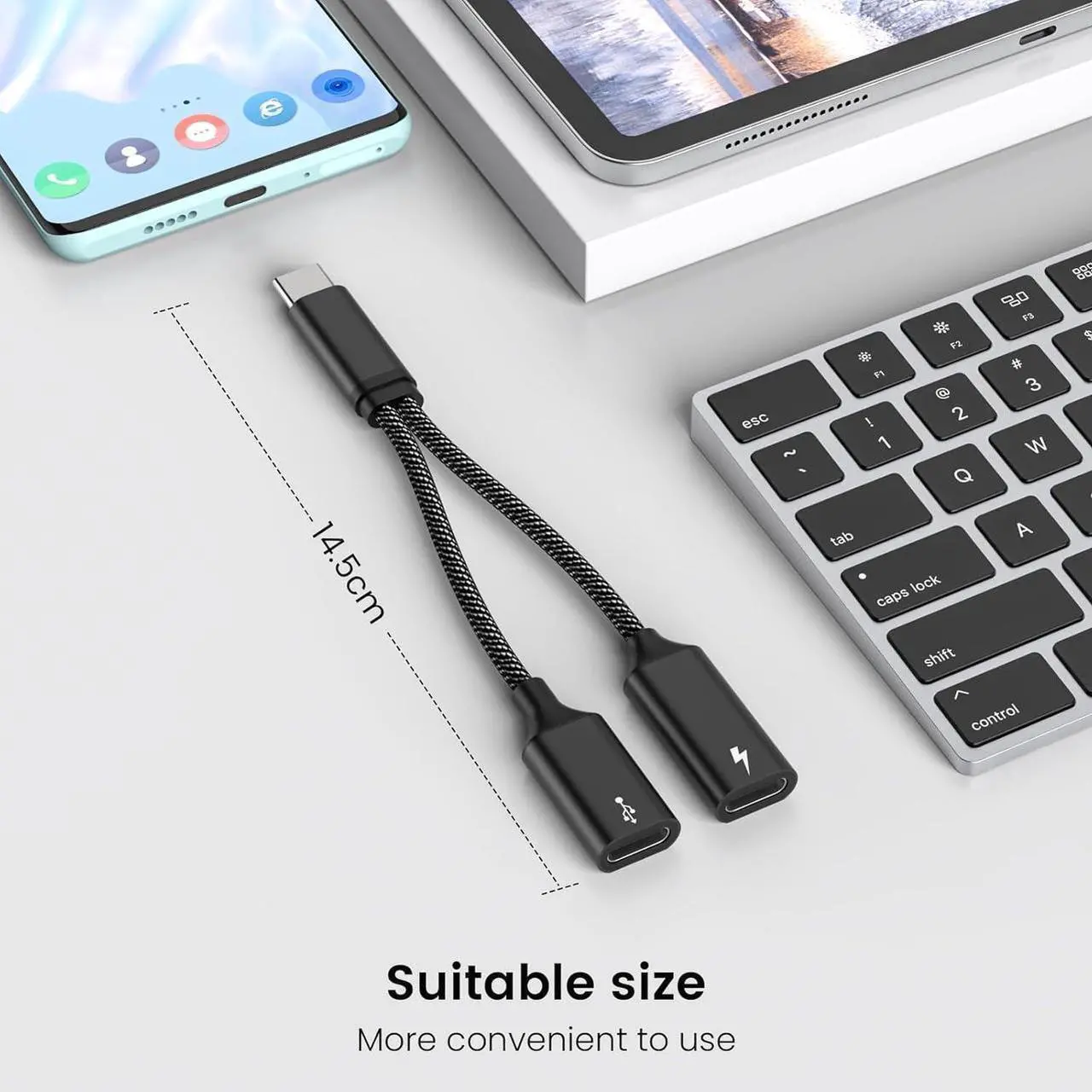 Alt view image 6 of 6 - USB C Splitter USB C to USB C Female Adapter USB Y Splitter Cable(NOT for Monitor)USB C Male to 2USB-C Female Cord Double USB C Port Hub USB C Charging Split Adapter for Mac Xbox One PS5 Laptop