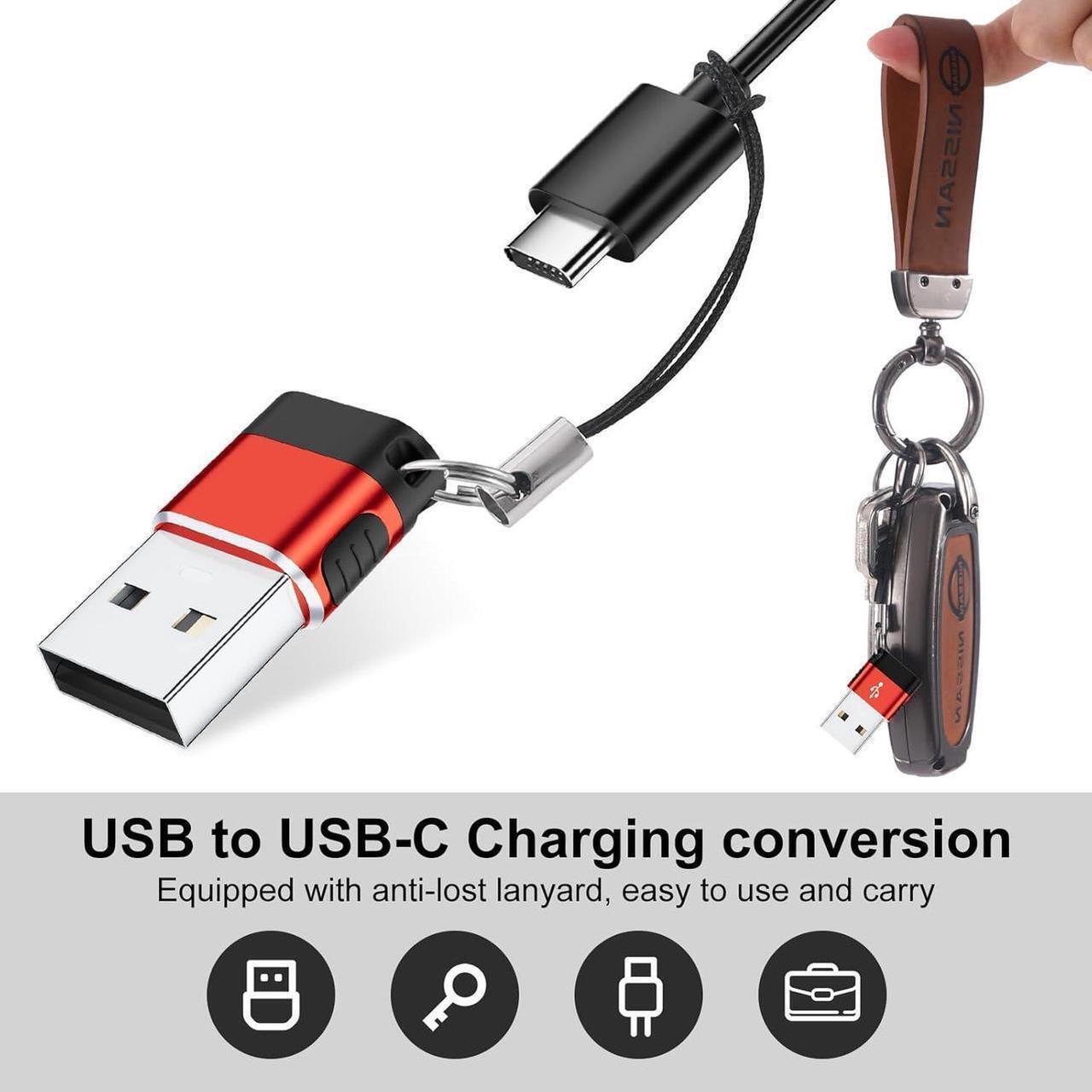 Alt view image 3 of 7 - USB to USB C Adapter 6 Pack USB to USBC-C Adapter USB to C Adapter USBC to USB Adapter USB-C to USB Adapter USB to USB C Cable Converter for iPhone 15 14 13 iPad AirPods and More Red