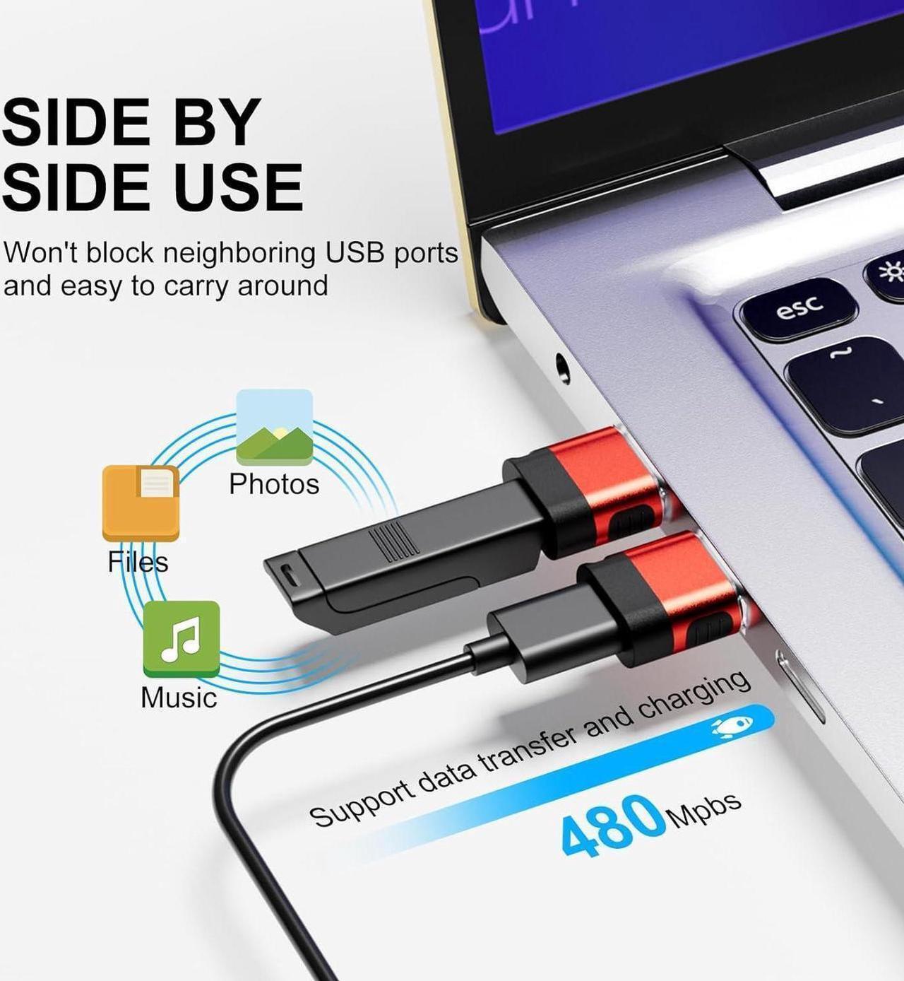 Alt view image 4 of 7 - USB to USB C Adapter 6 Pack USB to USBC-C Adapter USB to C Adapter USBC to USB Adapter USB-C to USB Adapter USB to USB C Cable Converter for iPhone 15 14 13 iPad AirPods and More Red