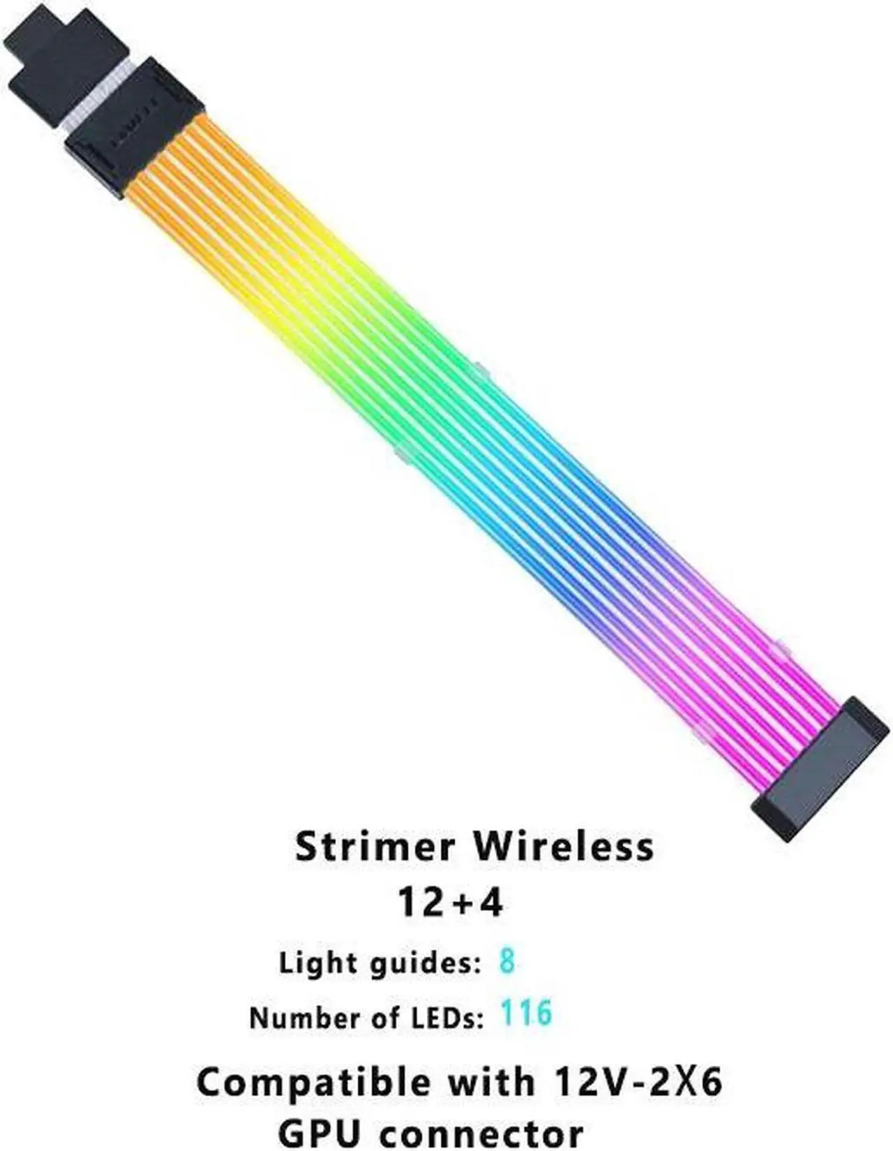 Alt view image 2 of 6 - LIAN-LI STRIMER Wireless 24 Pin and LIAN-LI STRIMER Wireless 12+4pin (8 Light Guides) Addressable RGB GPU Power Extension Cable Combo,Included Wireless Transmitter