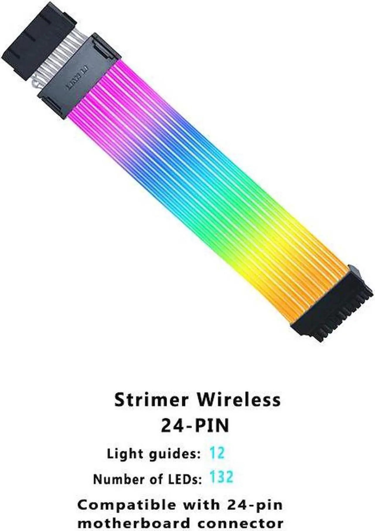 Alt view image 3 of 6 - LIAN-LI STRIMER Wireless 24 Pin and LIAN-LI STRIMER Wireless 12+4pin (8 Light Guides) Addressable RGB GPU Power Extension Cable Combo,Included Wireless Transmitter