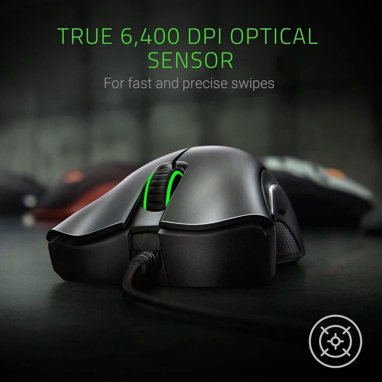 Alt view image 3 of 7 - DeathAdder Essential 6400 DPI 4G Optical Esports Gaming Mouse: 5 Programmable Buttons - Mechanical Switches - 2.1m Braided Wire - Classic Black