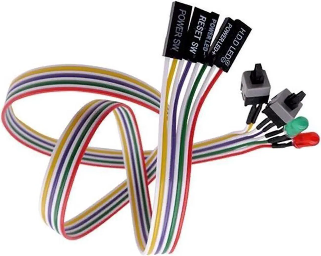 Alt view image 2 of 5 - BUCIER 65cm PC Case Motherboard 2x ATX Power Switch Reset Button ON/OFF Cable w/ 2x LED(5pack)