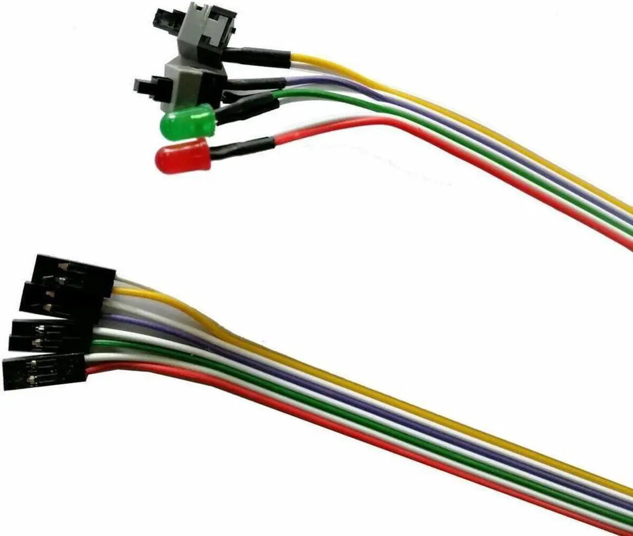 Alt view image 4 of 5 - BUCIER 65cm PC Case Motherboard 2x ATX Power Switch Reset Button ON/OFF Cable w/ 2x LED(5pack)