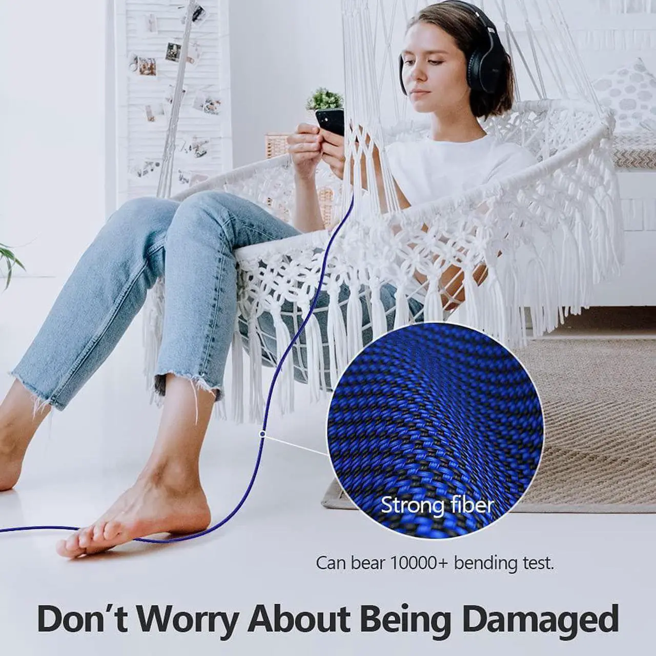 Alt view image 4 of 7 - USB C Cable 10ft 3 Pack USB C Charger Cable, USB A to USB C Charging Cable USB Type C Fast Charge Cord Compatible with Samsung Galaxy S20 S10 Note 9, Android Cell Phones and More- Black Blue Red
